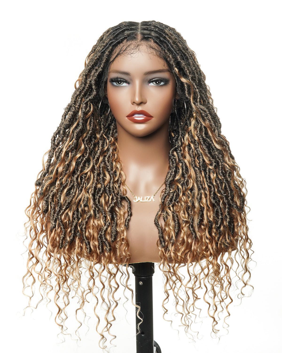 Perruque de Locs Boho sans nœuds en cheveux humains naturels avec boucles Boho et dentelle suisse HD, qualité salon