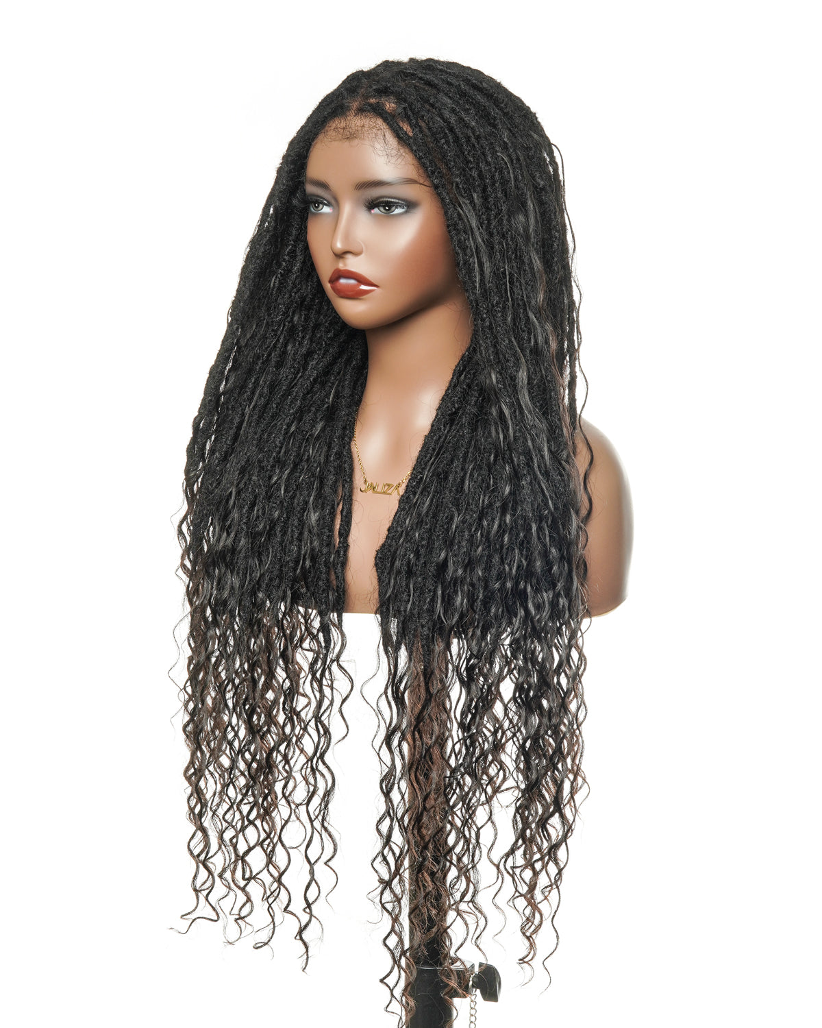 Perruque 100 % cheveux naturels, qualité salon, pré-décolorée, HD, entièrement en dentelle, Locs Boho sans nœuds, 100 mèches