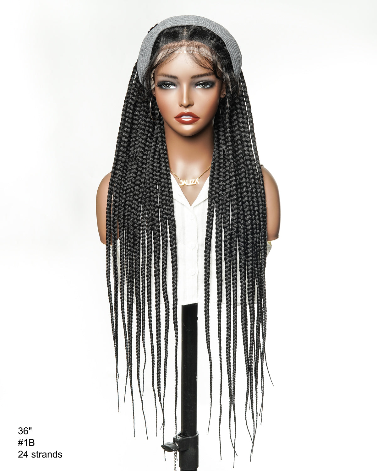 Knotless Jumbo Box / Large Box HD Lace Full Hand-tied Braided Wig 36 Inches 24 Strands