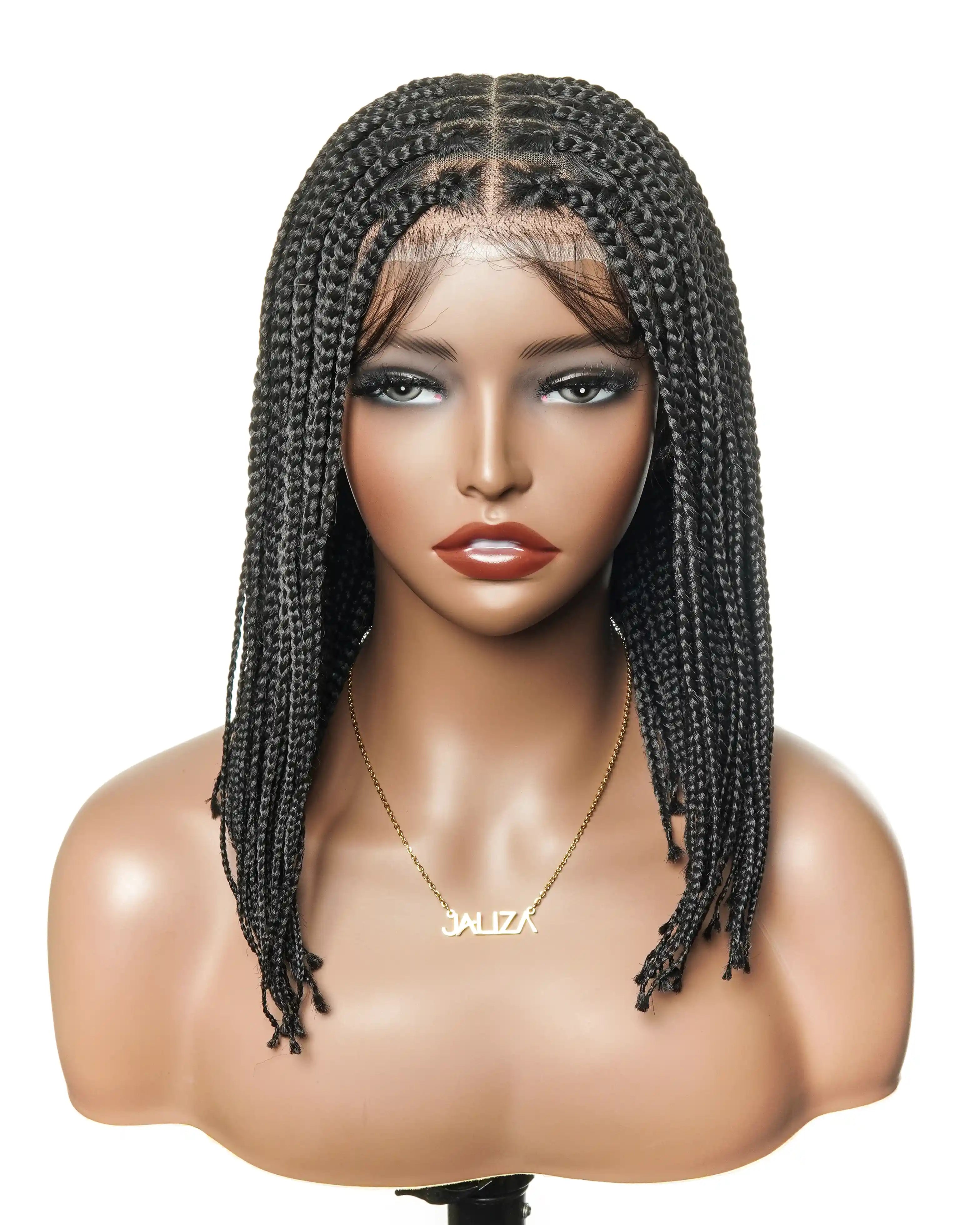 Perruque tressée de type "Bob" 12" sans nœuds, entièrement en dentelle HD