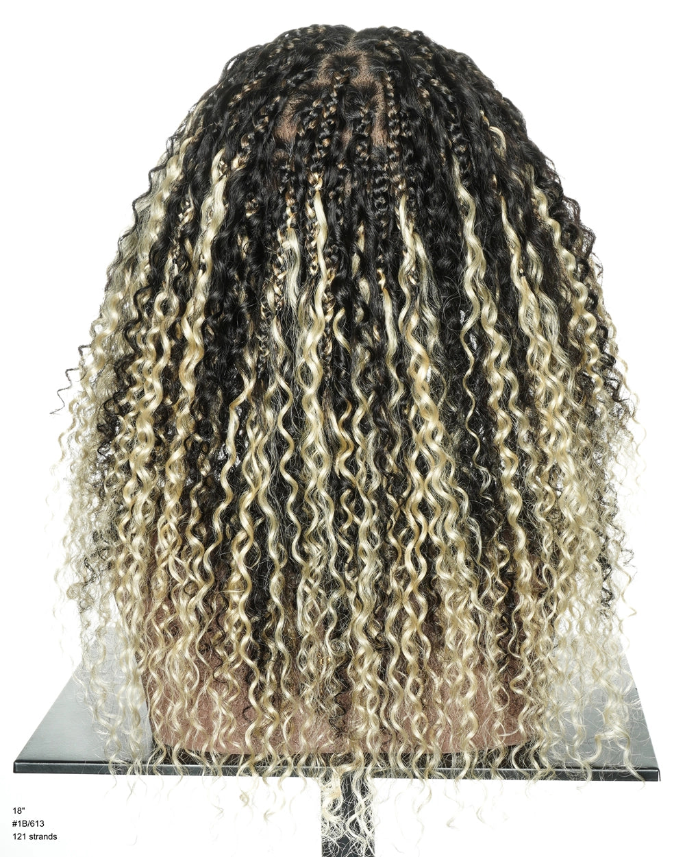 Perruque tressée Diane's 36" avec dentelle, cheveux humains pré-décolorés, style bohème ombré (très volumineuse)
