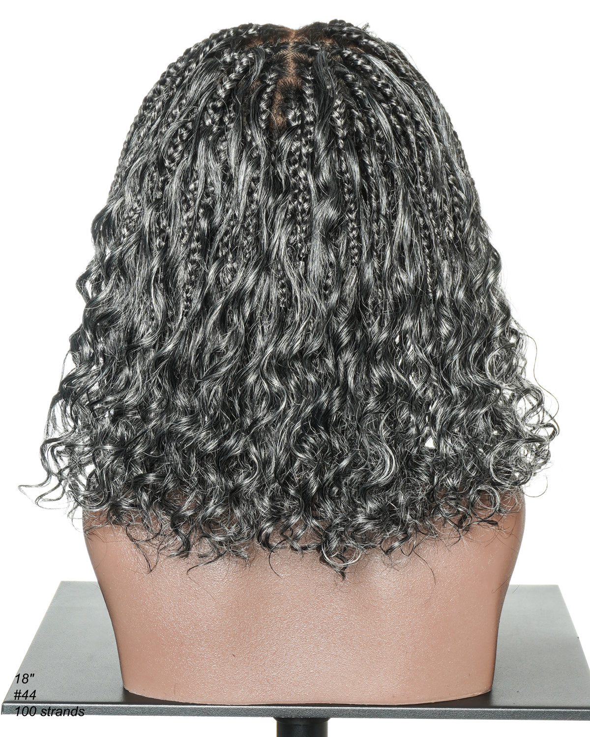 Perruque tressée Kiki Bob 12 pouces pré-décolorée, style bohème, couleur sel et poivre
