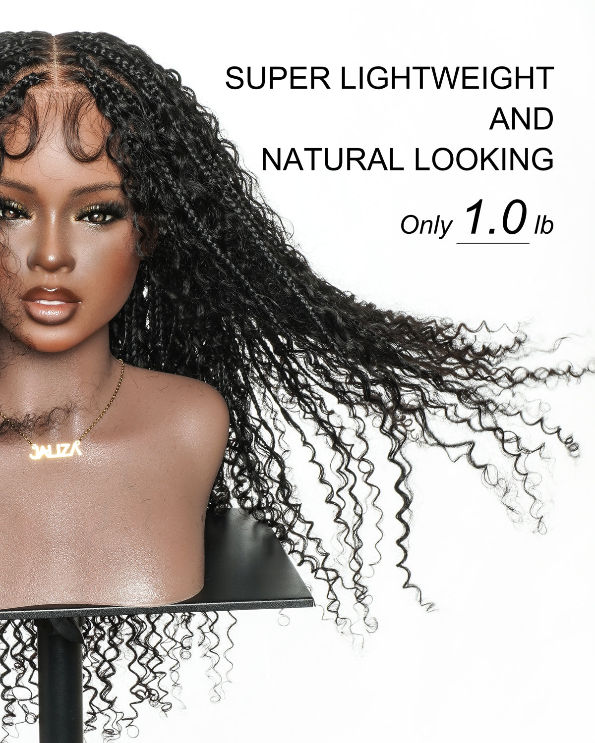 Lulu - Perruque bouclée tressée en dentelle intégrale suisse HD pré-décolorée en cheveux naturels, style bohème, Bora Bora