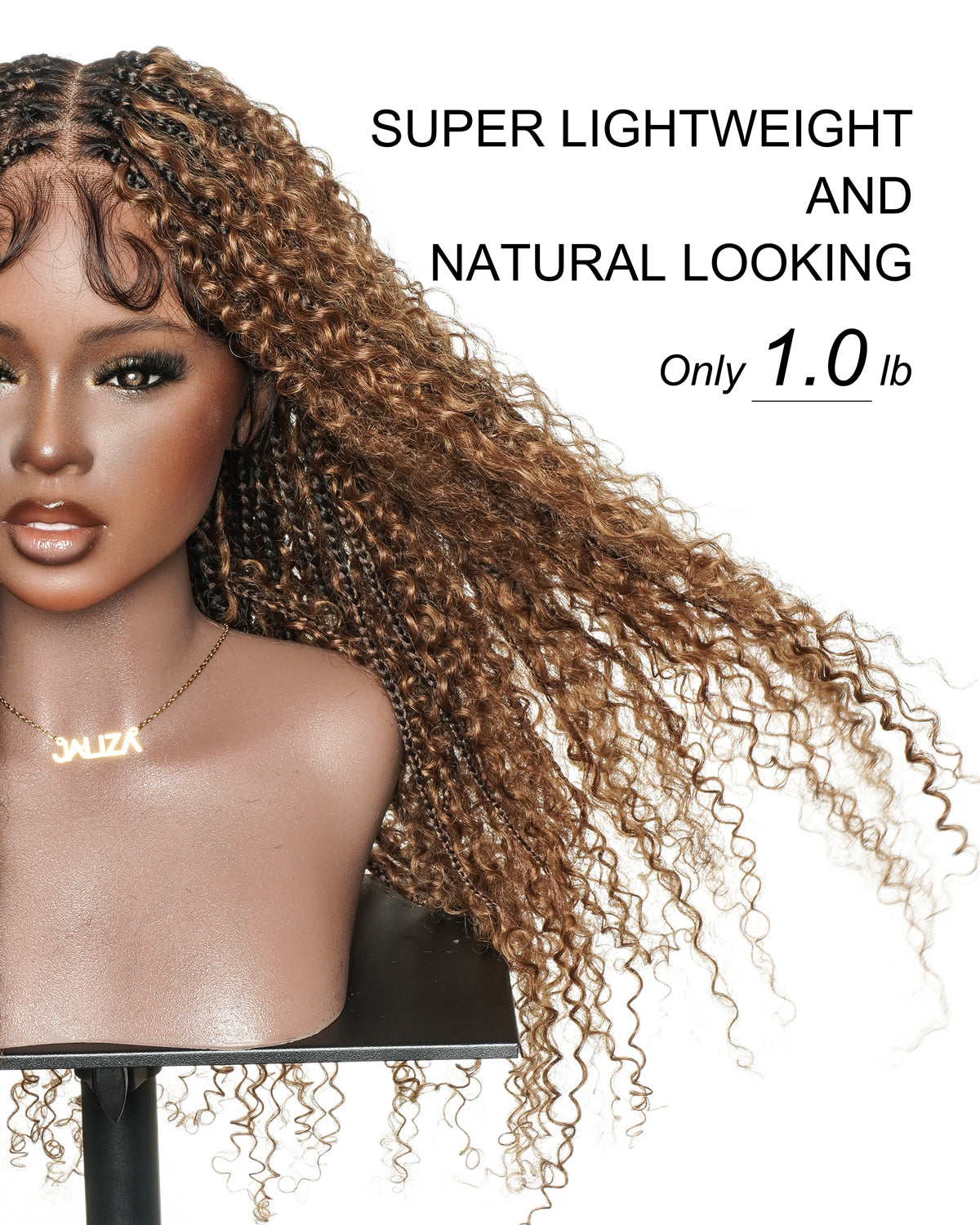 Lulu - Perruque bouclée tressée en dentelle intégrale suisse HD pré-décolorée en cheveux naturels, style bohème, Bora Bora