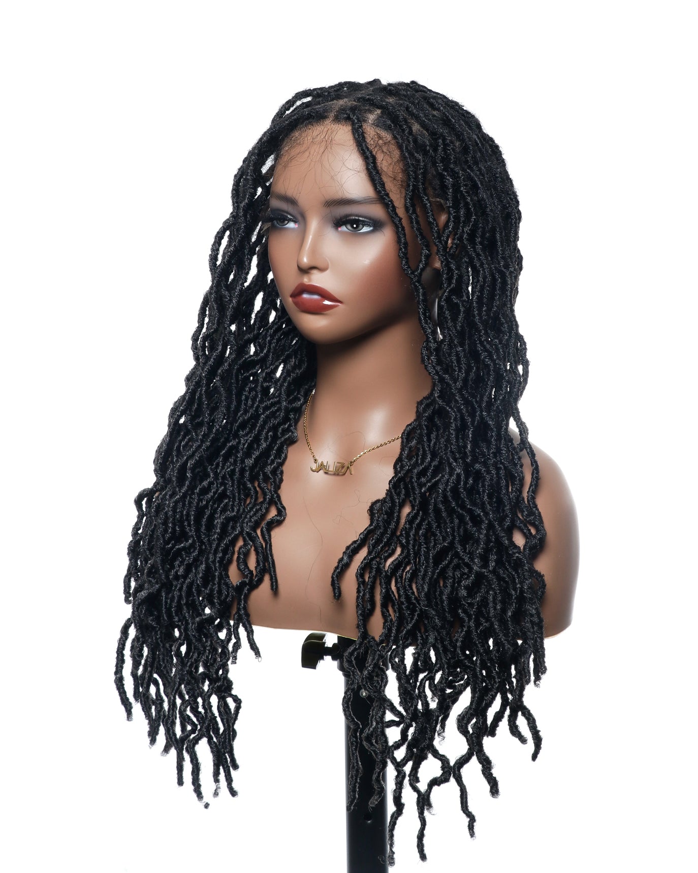Perruque tressée de qualité professionnelle, sans nœuds, à locs, avec dentelle complète HD, 24", 80 brins