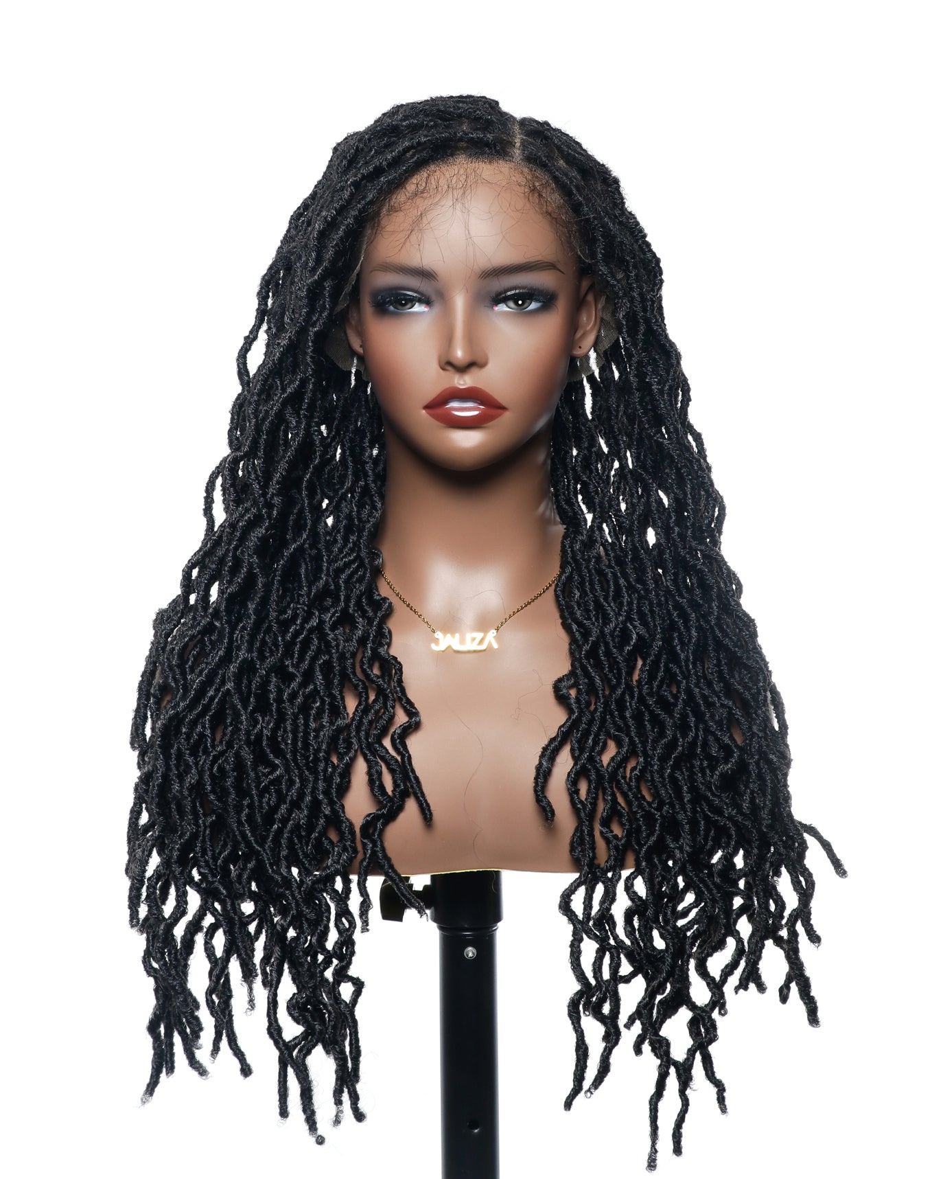 Perruque tressée de qualité professionnelle, sans nœuds, à locs, avec dentelle complète HD, 24", 80 brins