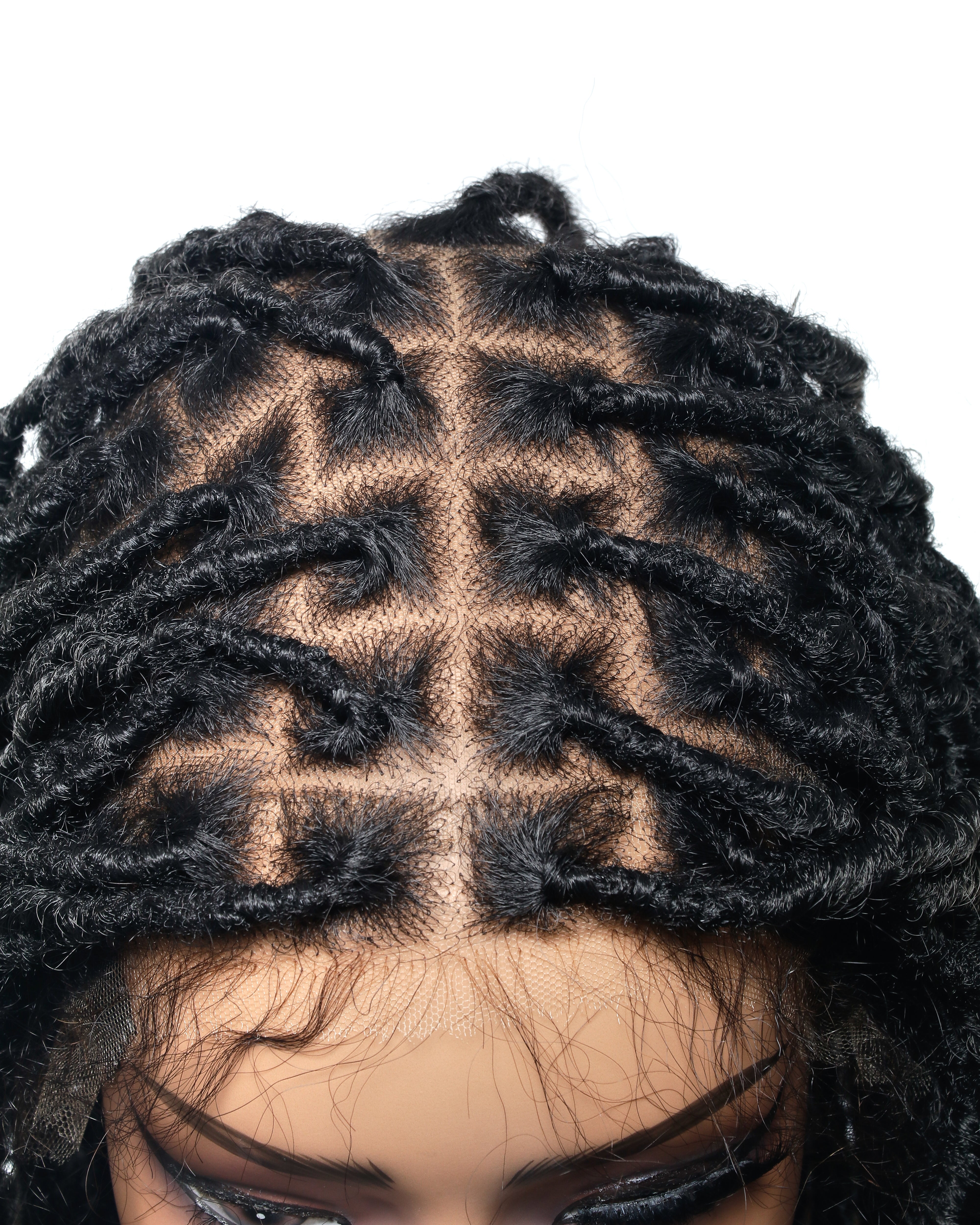Perruque tressée de qualité professionnelle, sans nœuds, à locs, avec dentelle complète HD, 24", 80 brins