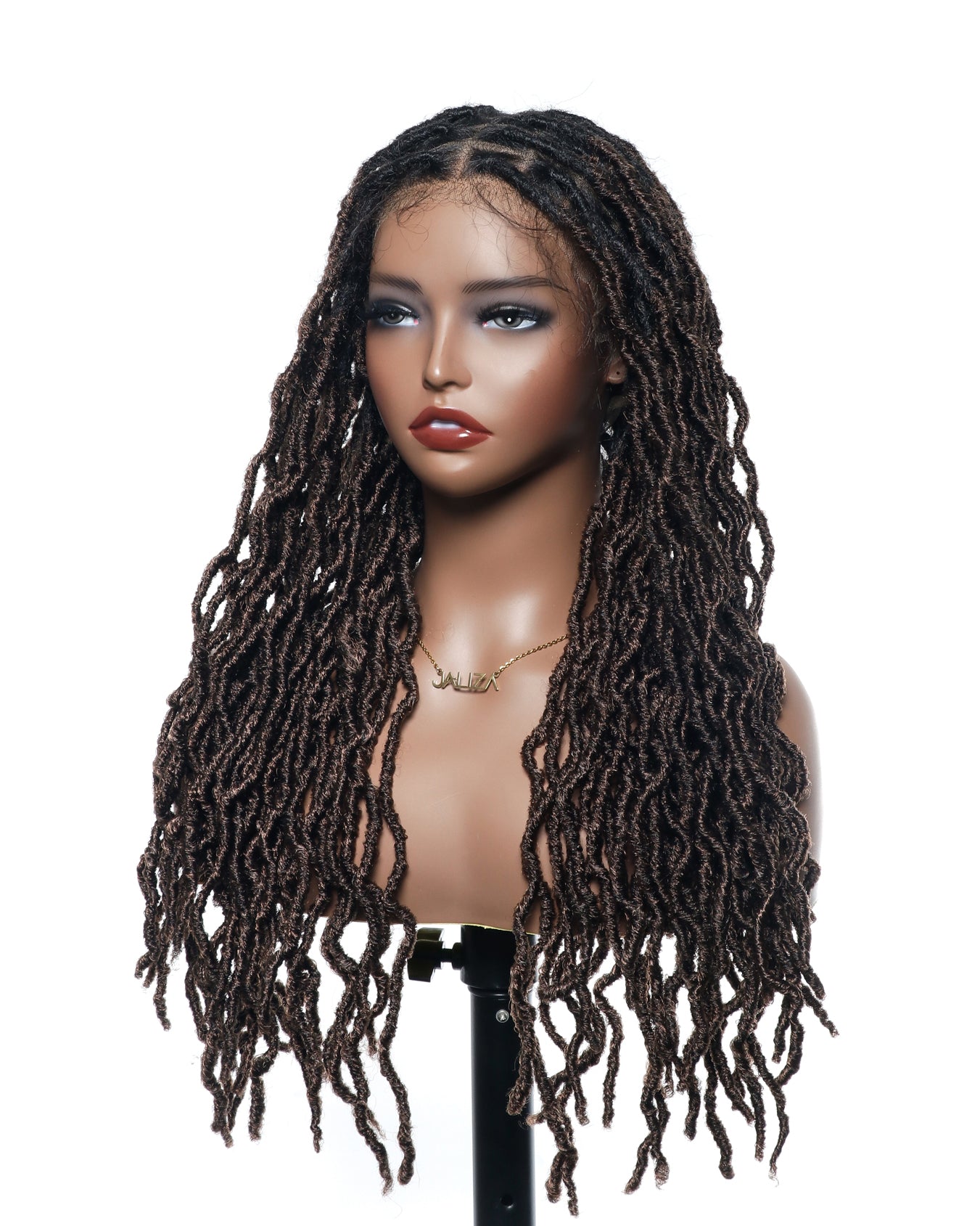 Perruque tressée de qualité professionnelle, sans nœuds, à locs, avec dentelle complète HD, 24", 80 brins