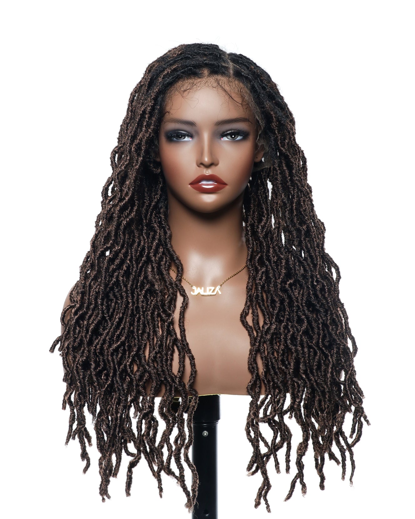 Perruque tressée de qualité professionnelle, sans nœuds, à locs, avec dentelle complète HD, 24", 80 brins