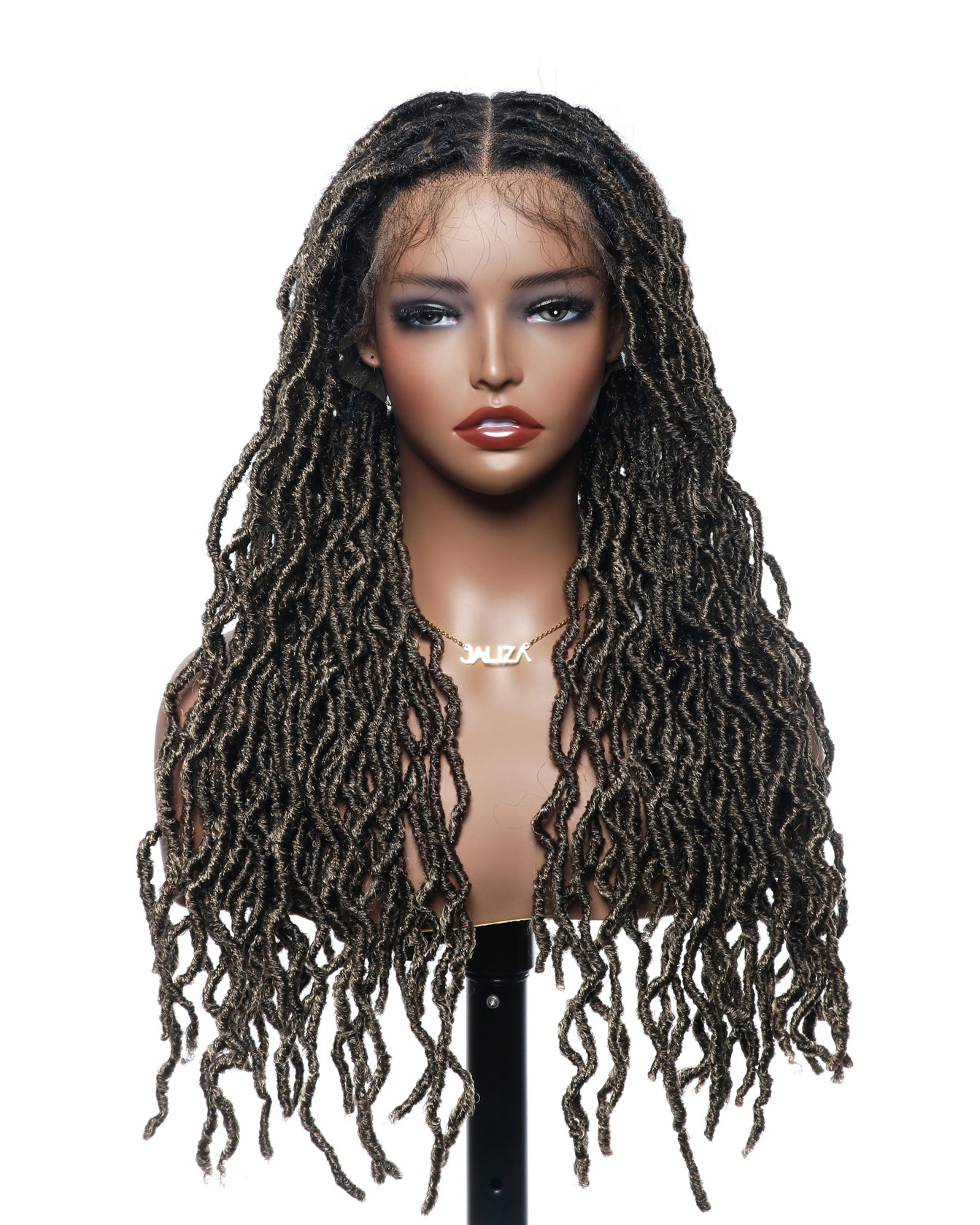 Perruque tressée de qualité professionnelle, sans nœuds, à locs, avec dentelle complète HD, 24", 80 brins