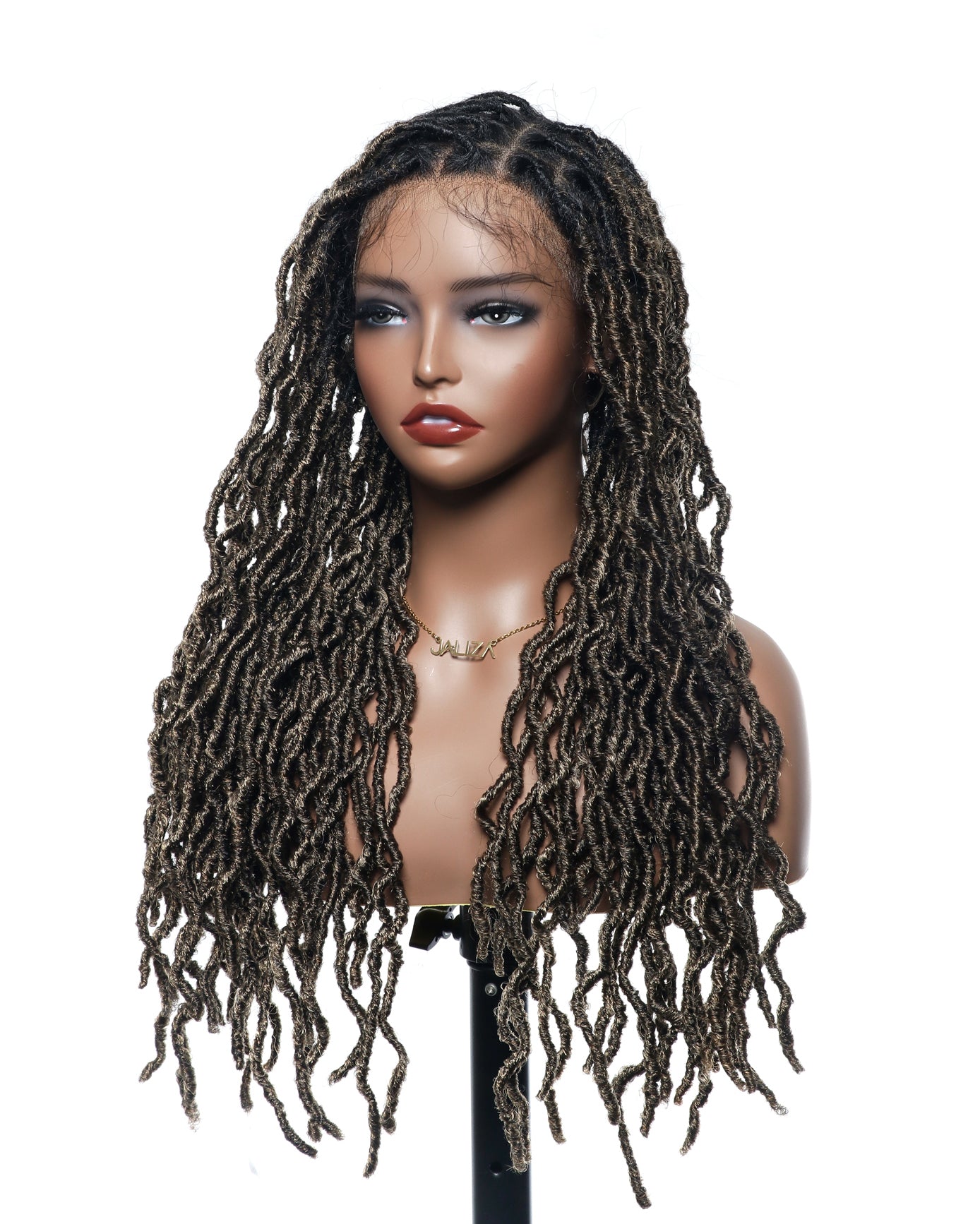Perruque tressée de qualité professionnelle, sans nœuds, à locs, avec dentelle complète HD, 24", 80 brins
