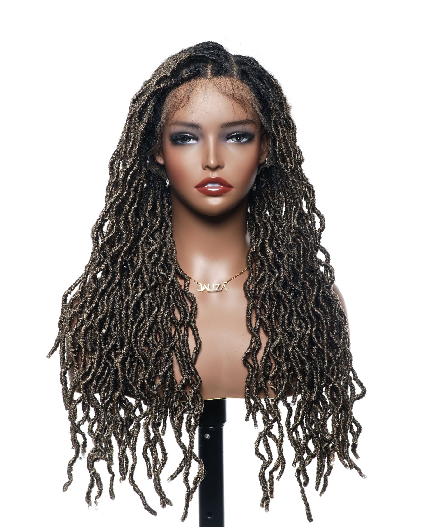Perruque tressée de qualité professionnelle, sans nœuds, à locs, avec dentelle complète HD, 24", 80 brins