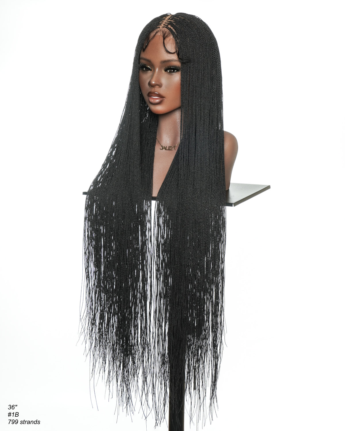 Mica - Perruque HD Suisse pré-décolorée, 26" et 36", à lacets complets, torsades sénégalaises micro sans nœuds, 799 mèches