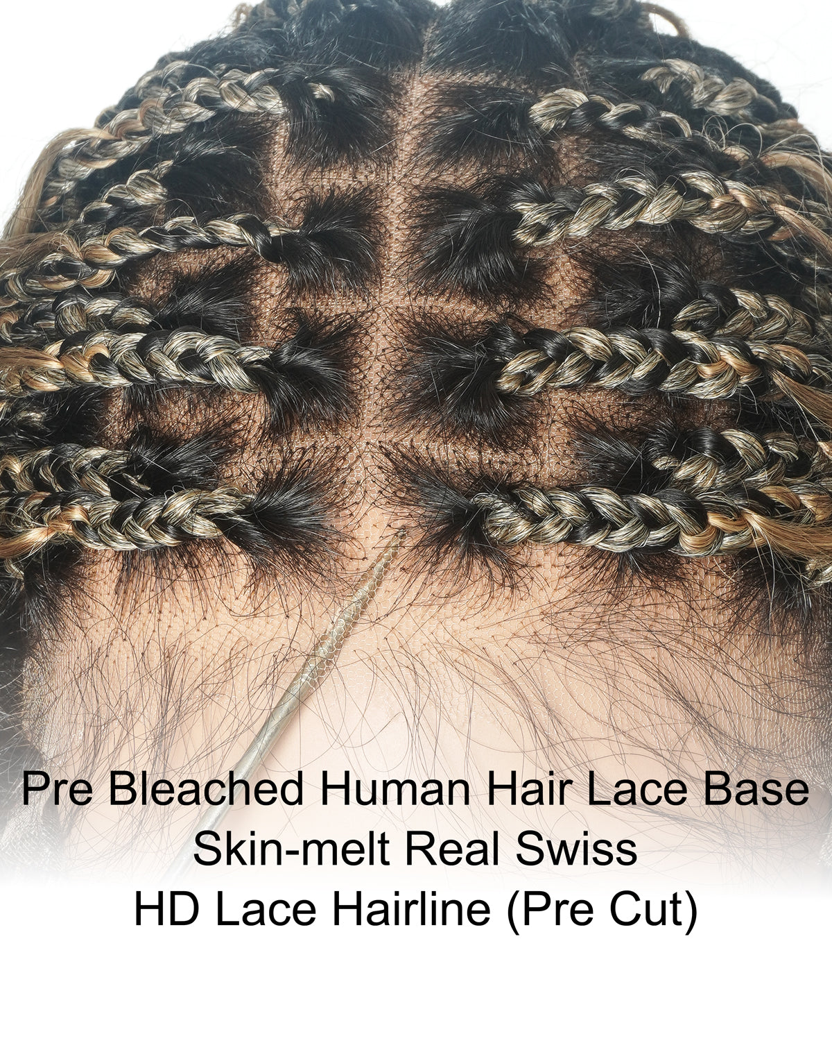 Perruque Tressée Full Lace HD Pré-décolorée, Balayage Mixte Couleur 27/613, Cheveux Humains Bouclés Mouillés et Ondulés, 36 pouces, Nœuds Invisibles, Style Bohème