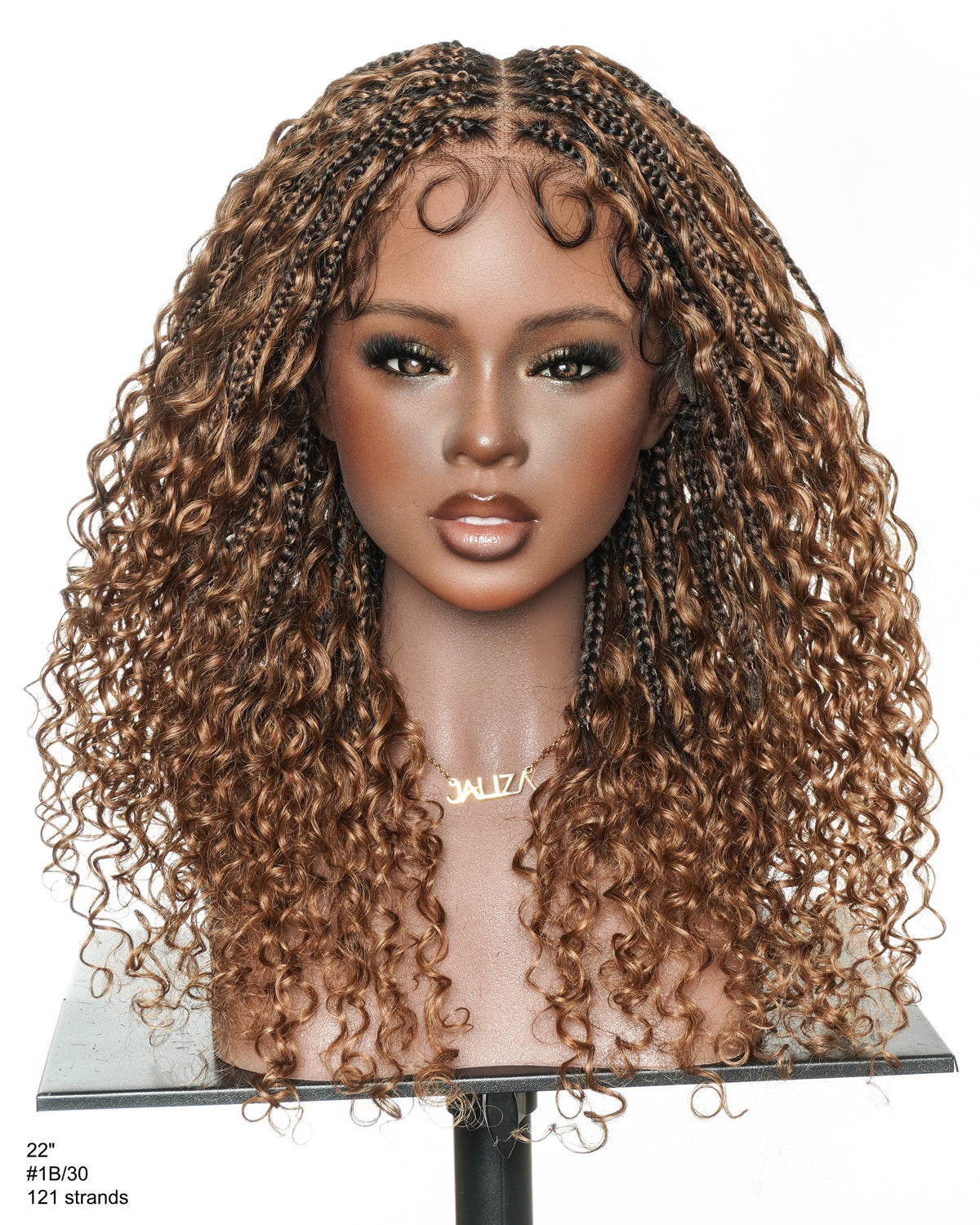 Nami - Bonnet à cordon sans colle Cheveux humains ondulés Boucles pré-décolorées Dentelle HD Suisse Perruque tressée de tresses Boho sans nœuds