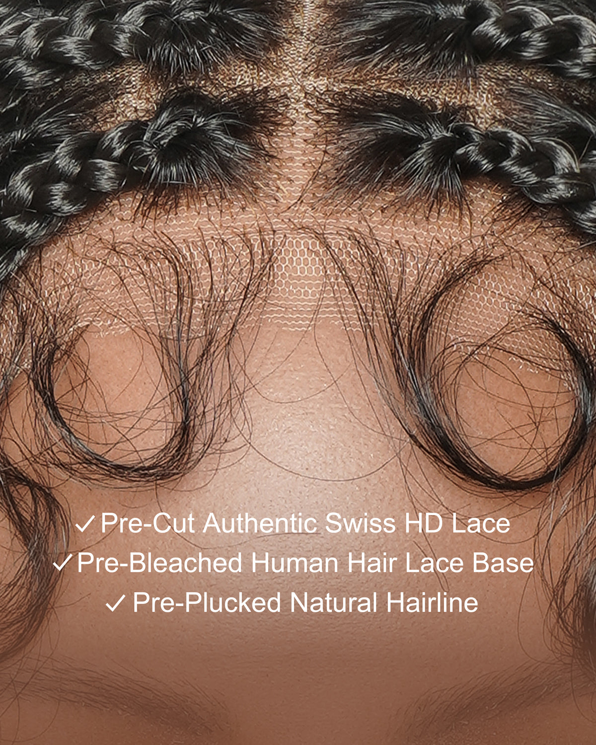 Nina - Perruque tressée sans colle, petite tête, bouts bouclés (bonnet petite taille pour petite tête)
