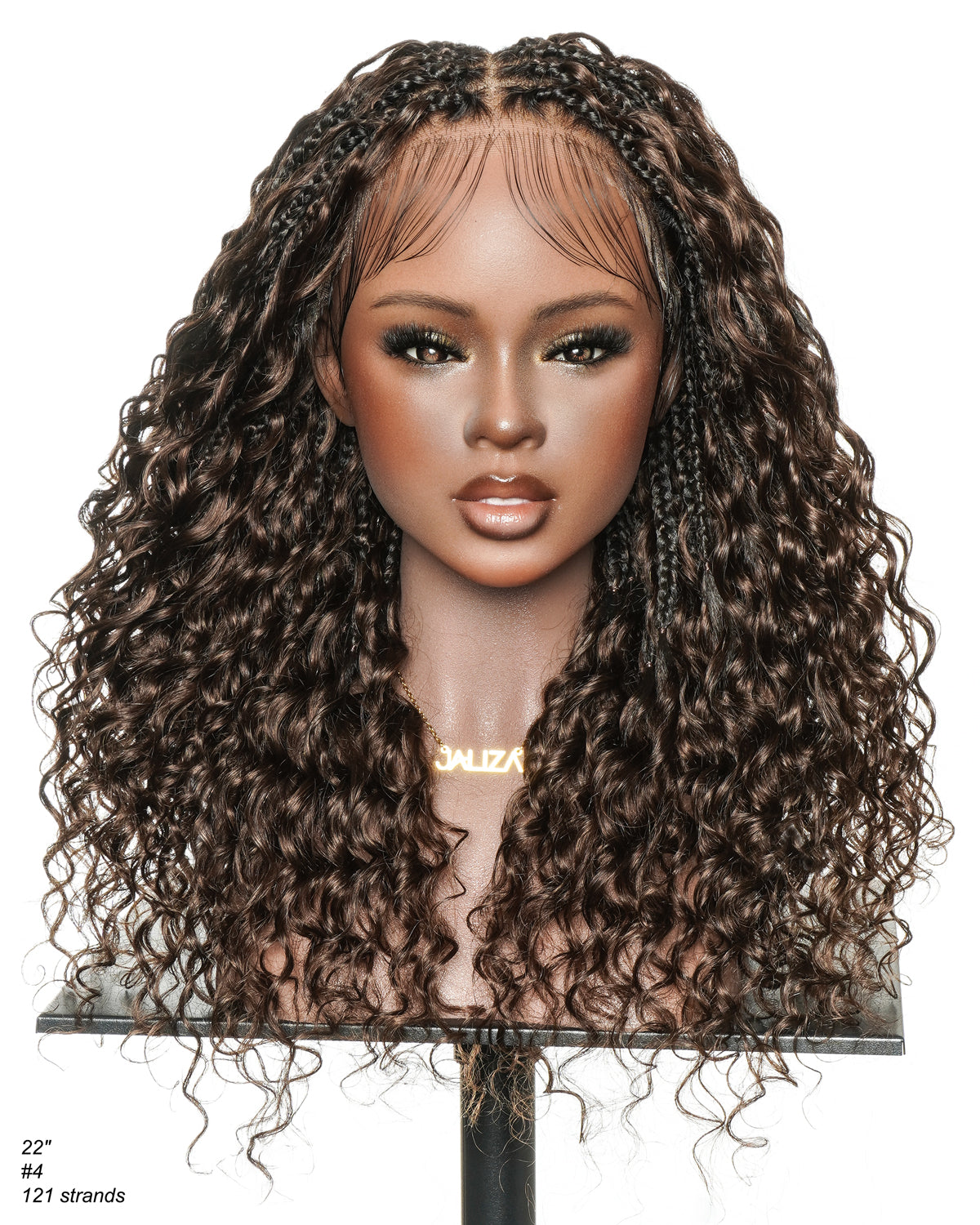Tiana - Perruque Tressée en Cheveux Humains Pré-décolorés Bouclés Espagnols Miracle Braids Boho Swiss HD Full Lace