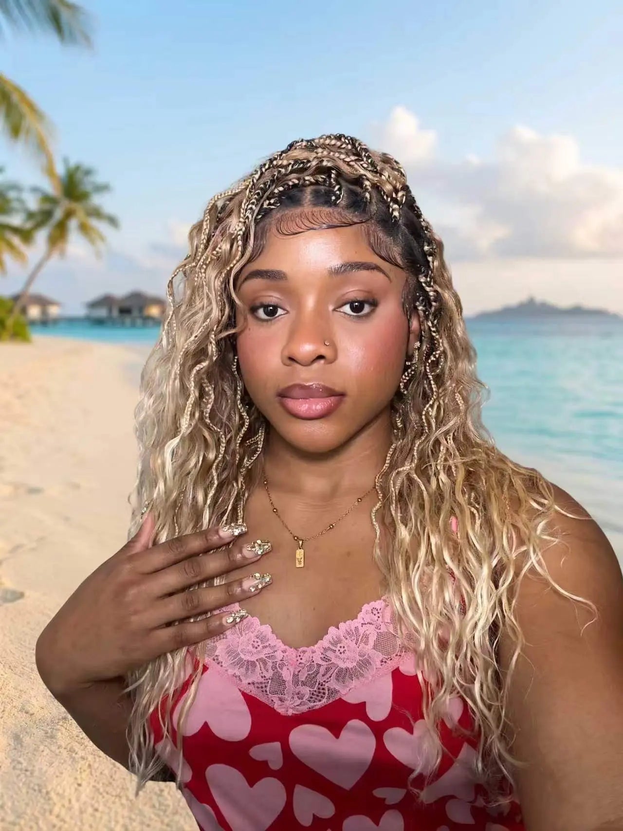 Wavina - Perruque tressée de 24 pouces avec tresses ondulées et vagues bohèmes en cheveux naturels