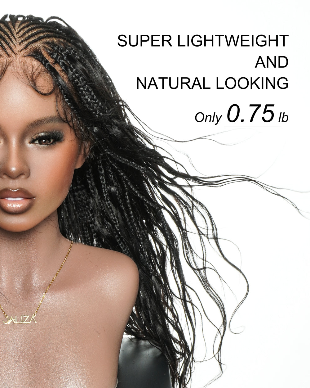 Avery - Perruque tressée de 24 pouces avec tresses Fulani Body Wave en cheveux humains et tresses cornrow style bohème