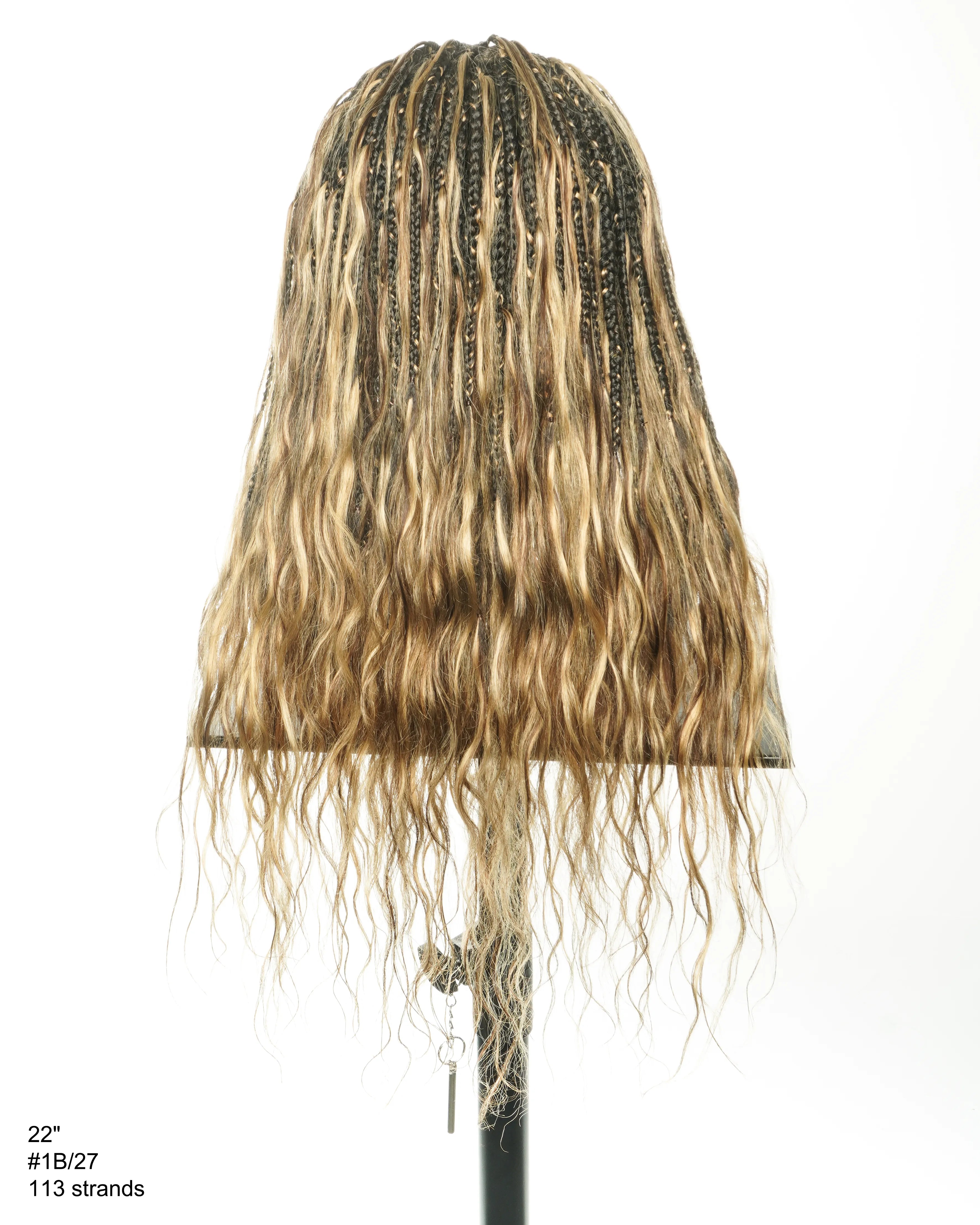 Avery - Perruque tressée de 24 pouces avec tresses Fulani Body Wave en cheveux humains et tresses cornrow style bohème