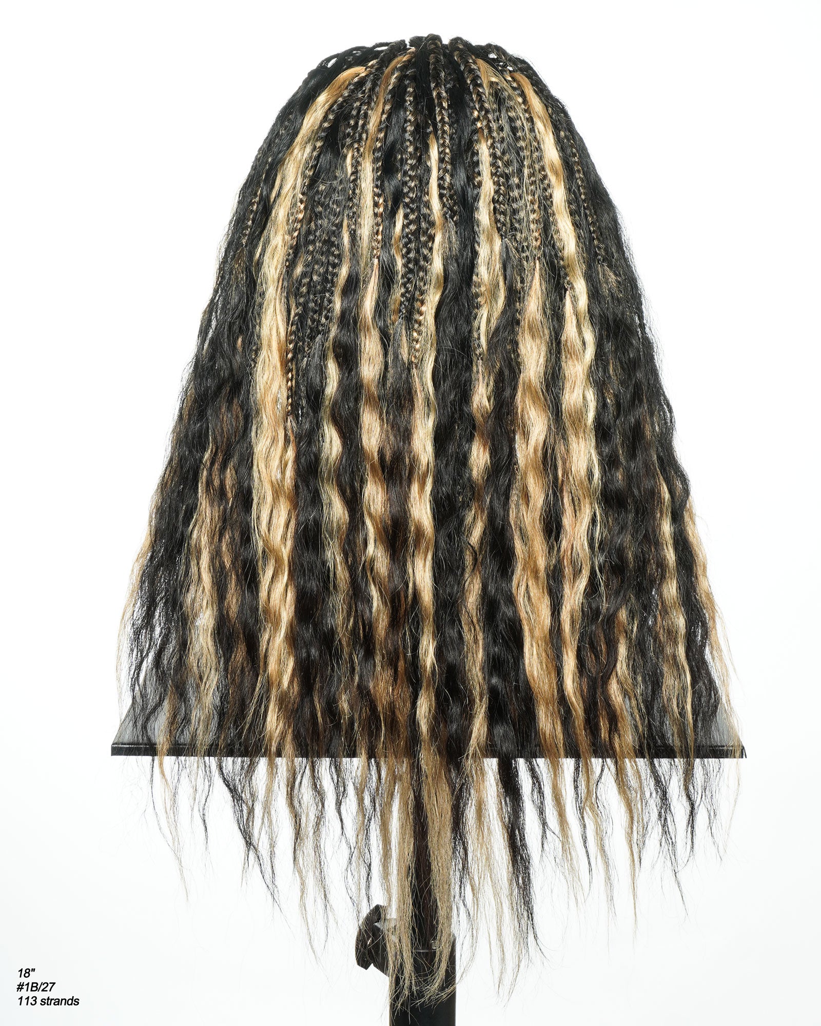 Perruque tressée de cheveux humains Fulani Avery 18" - couleur mélangée