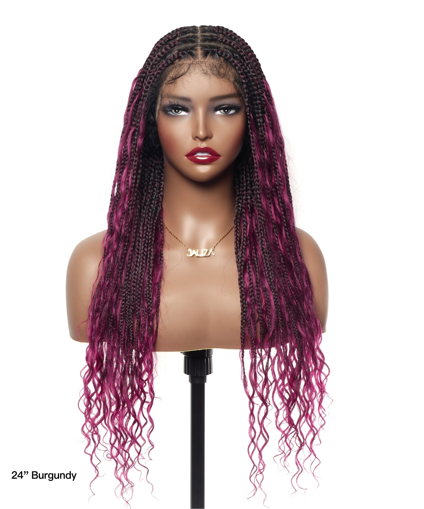 Perruque tressée Boho Box en cheveux humains 24" HD Full Lace Légère 79 mèches 1 boucle et 1 extrémité Boho
