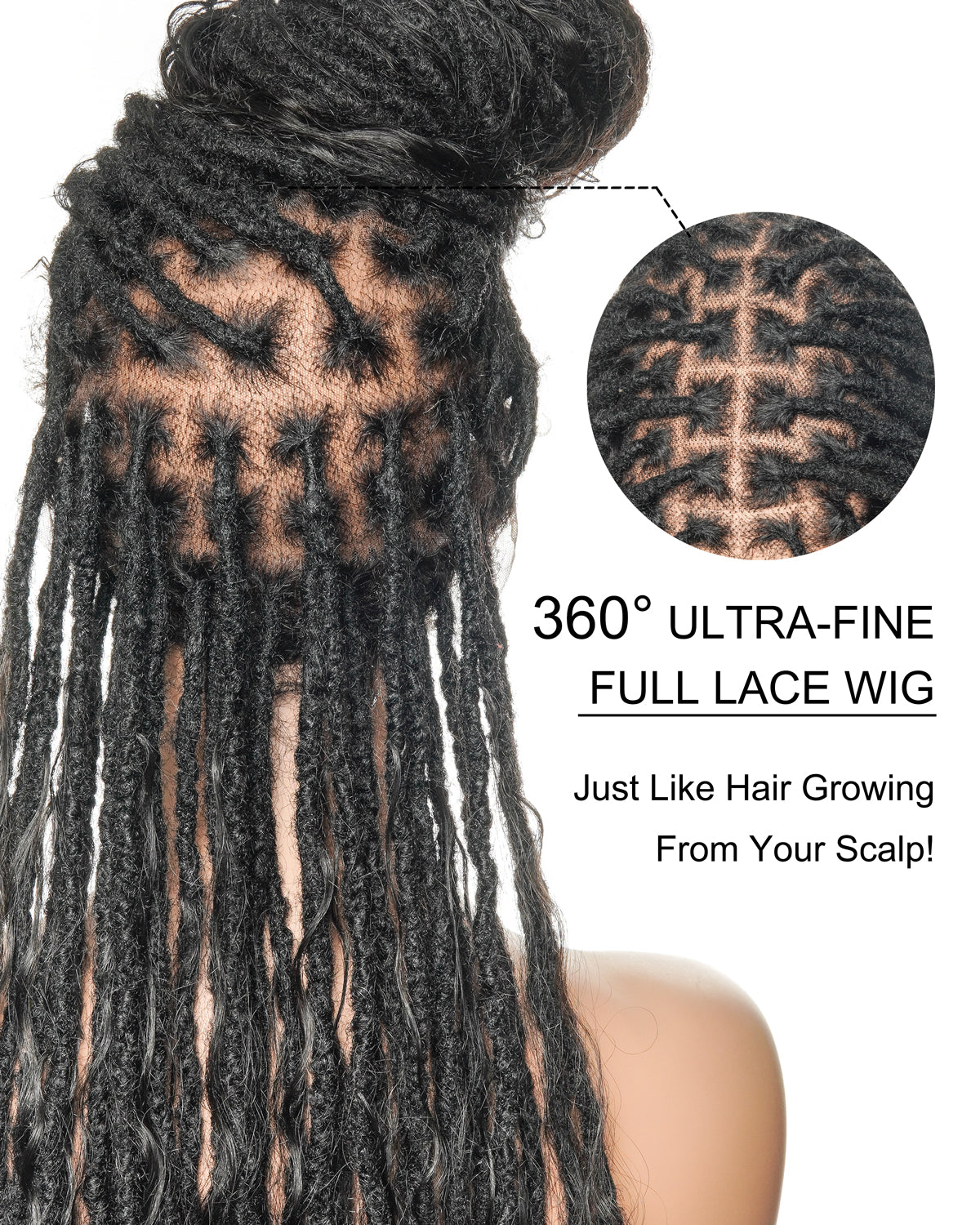 Perruque 100 % cheveux naturels, qualité salon, pré-décolorée, HD, entièrement en dentelle, Locs Boho sans nœuds, 100 mèches