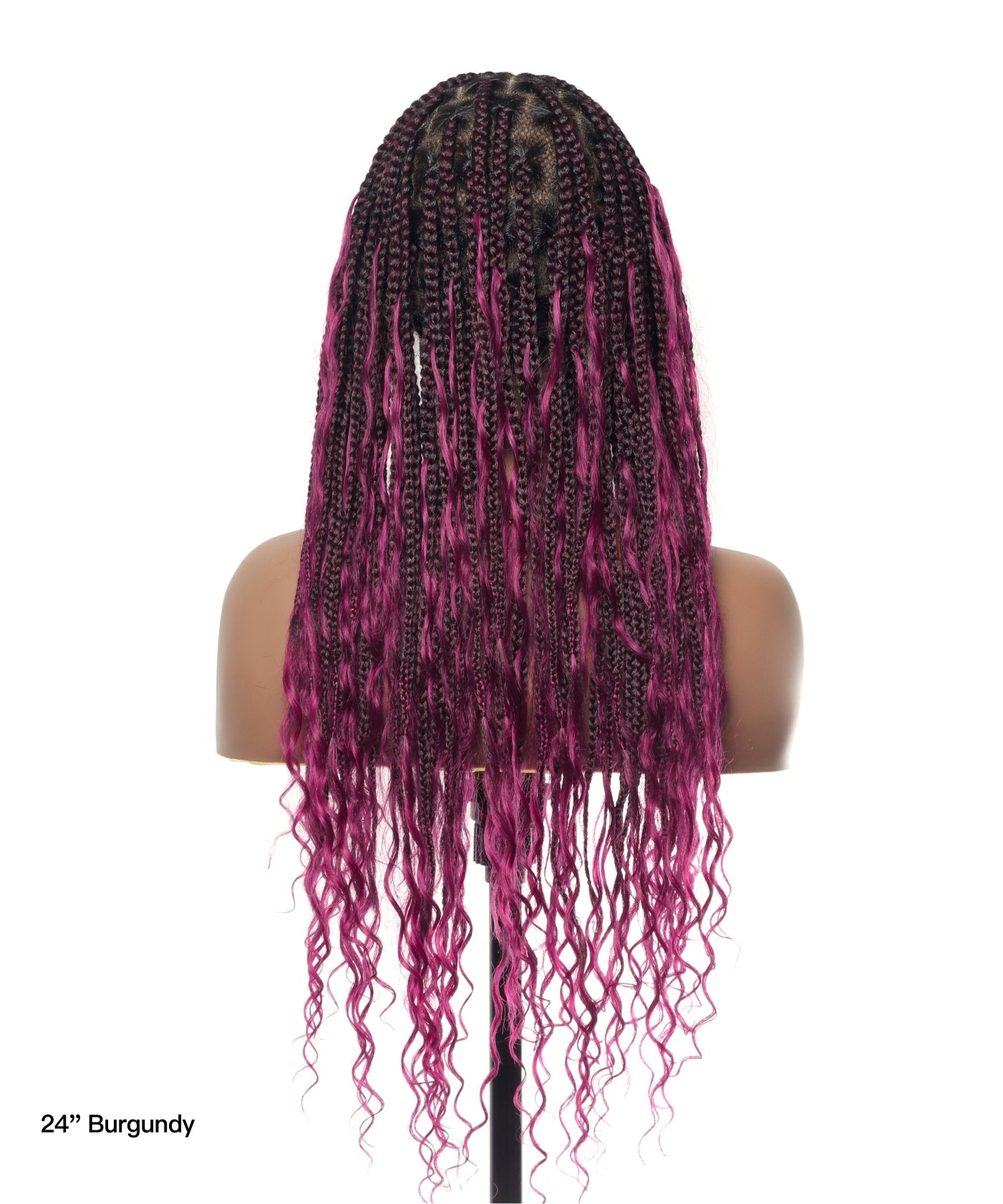 Perruque tressée Boho Box en cheveux humains 24" HD Full Lace Légère 79 mèches 1 boucle et 1 extrémité Boho