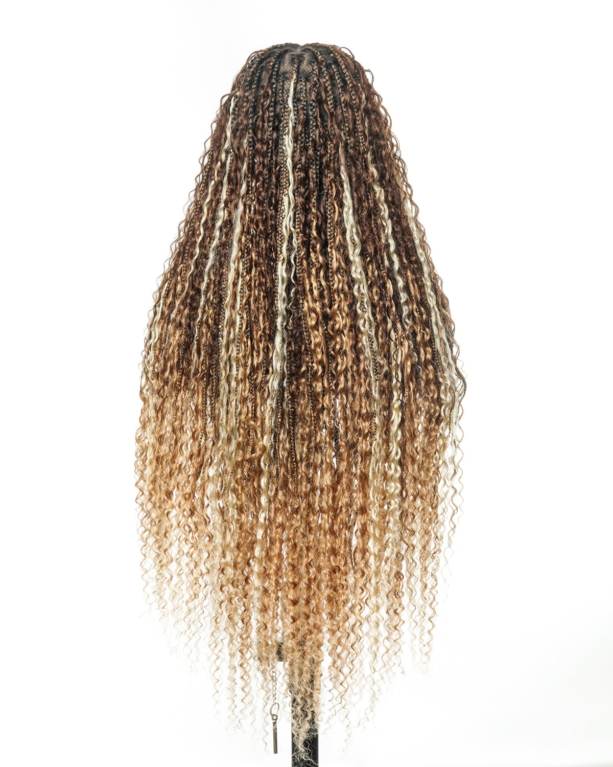 Solana - Cheveux Humains Pré-décolorés Dentelle Suisse HD Mélange Full Lace Couleur 1B 4 30 27 613 Perruque Tressée Boho Style Boho Box en Cheveux Humains