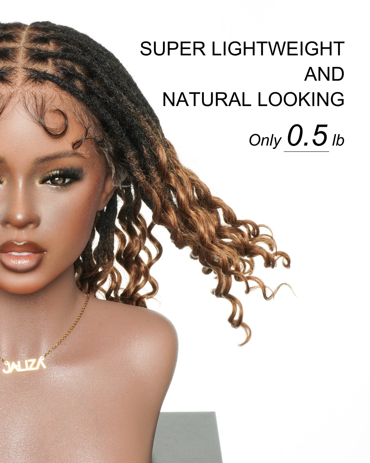 Perruque Glueless Suisse HD Full Lace 14" 100% Cheveux Humains Boho Locs avec Pointes Bouclées Pré-décolorées