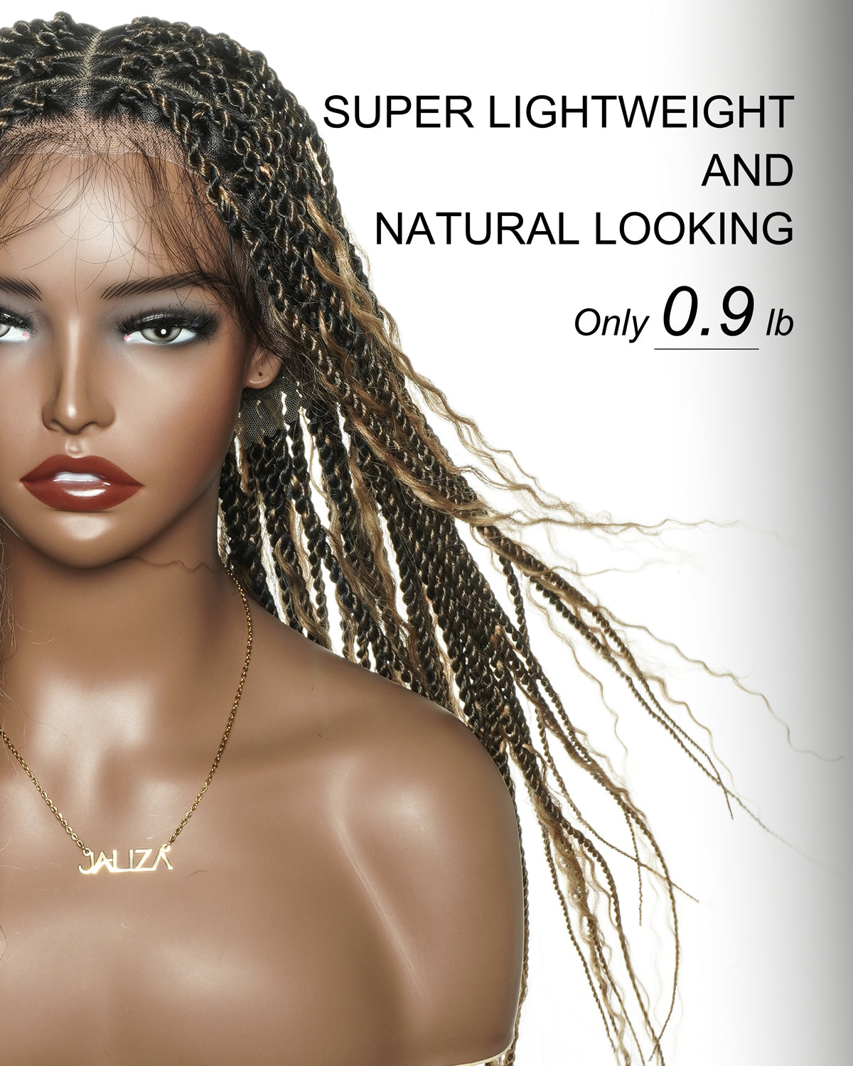 Perruque tressée Boho Island Twist de 30 pouces en cheveux humains HD Lace Blond Miel