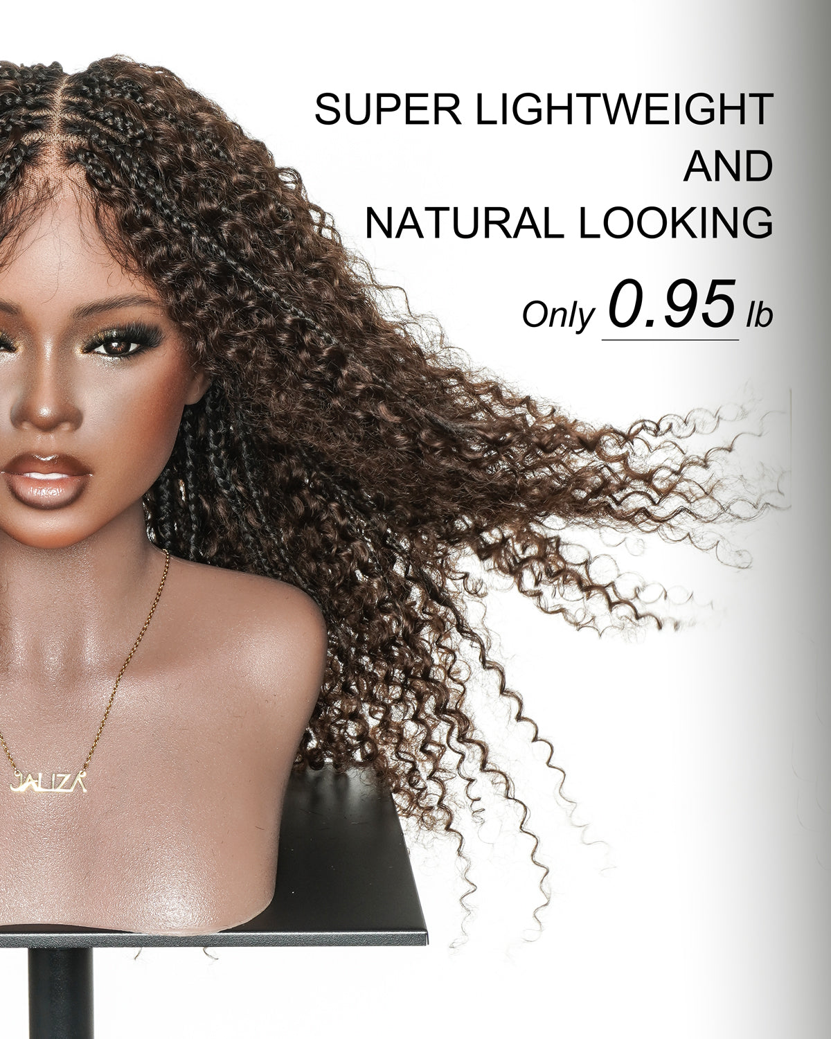 Lulu - Perruque bouclée tressée en dentelle intégrale suisse HD pré-décolorée en cheveux naturels, style bohème, Bora Bora