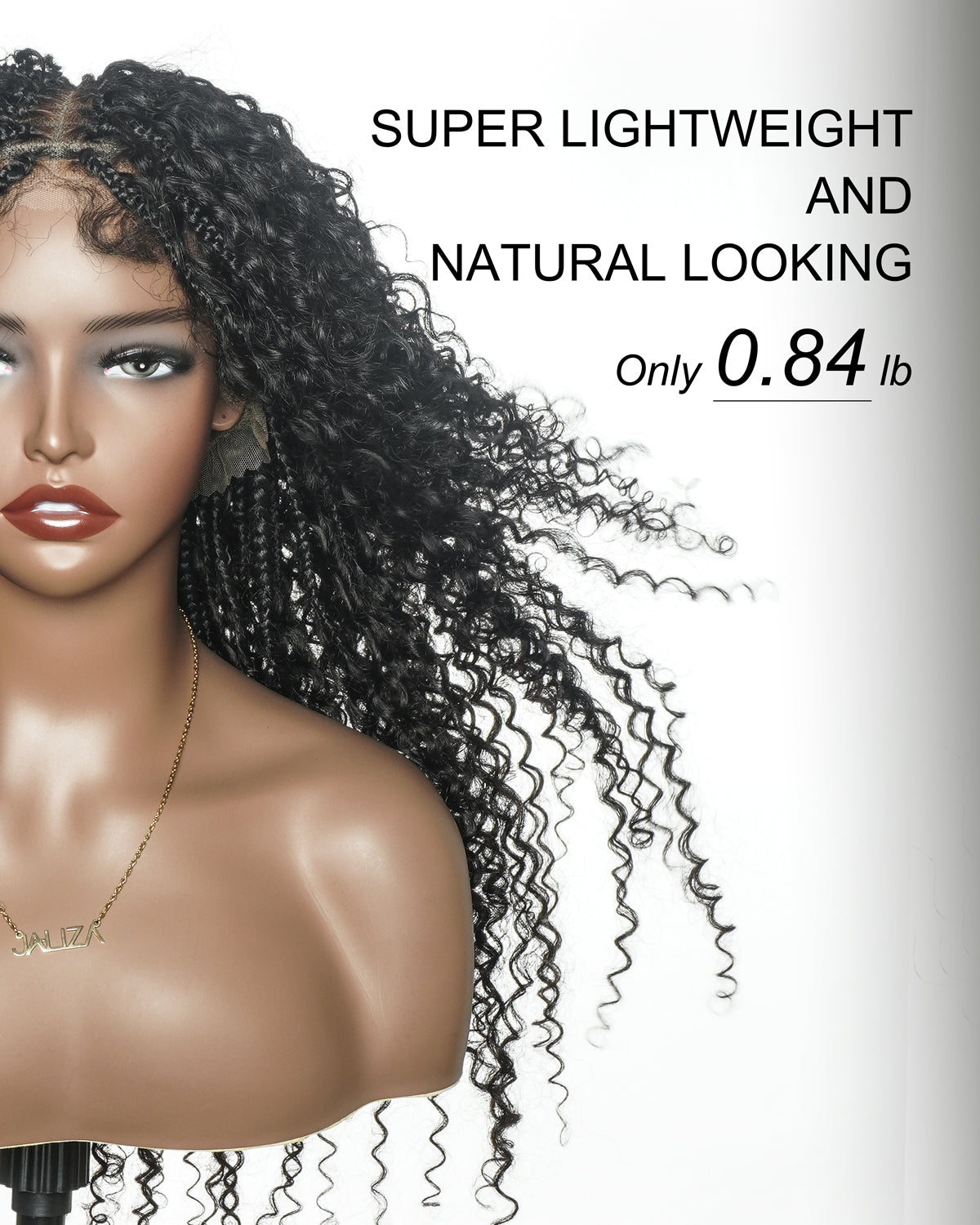 Lulu - Perruque bouclée tressée en dentelle intégrale suisse HD pré-décolorée en cheveux naturels, style bohème, Bora Bora