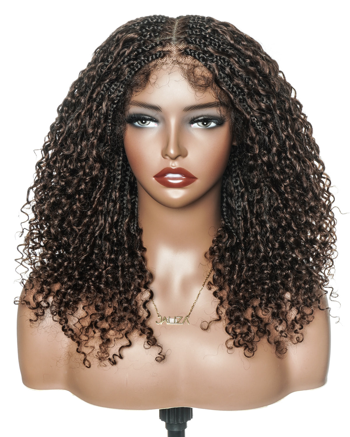 Lulu - Perruque bouclée tressée en dentelle intégrale suisse HD pré-décolorée en cheveux naturels, style bohème, Bora Bora