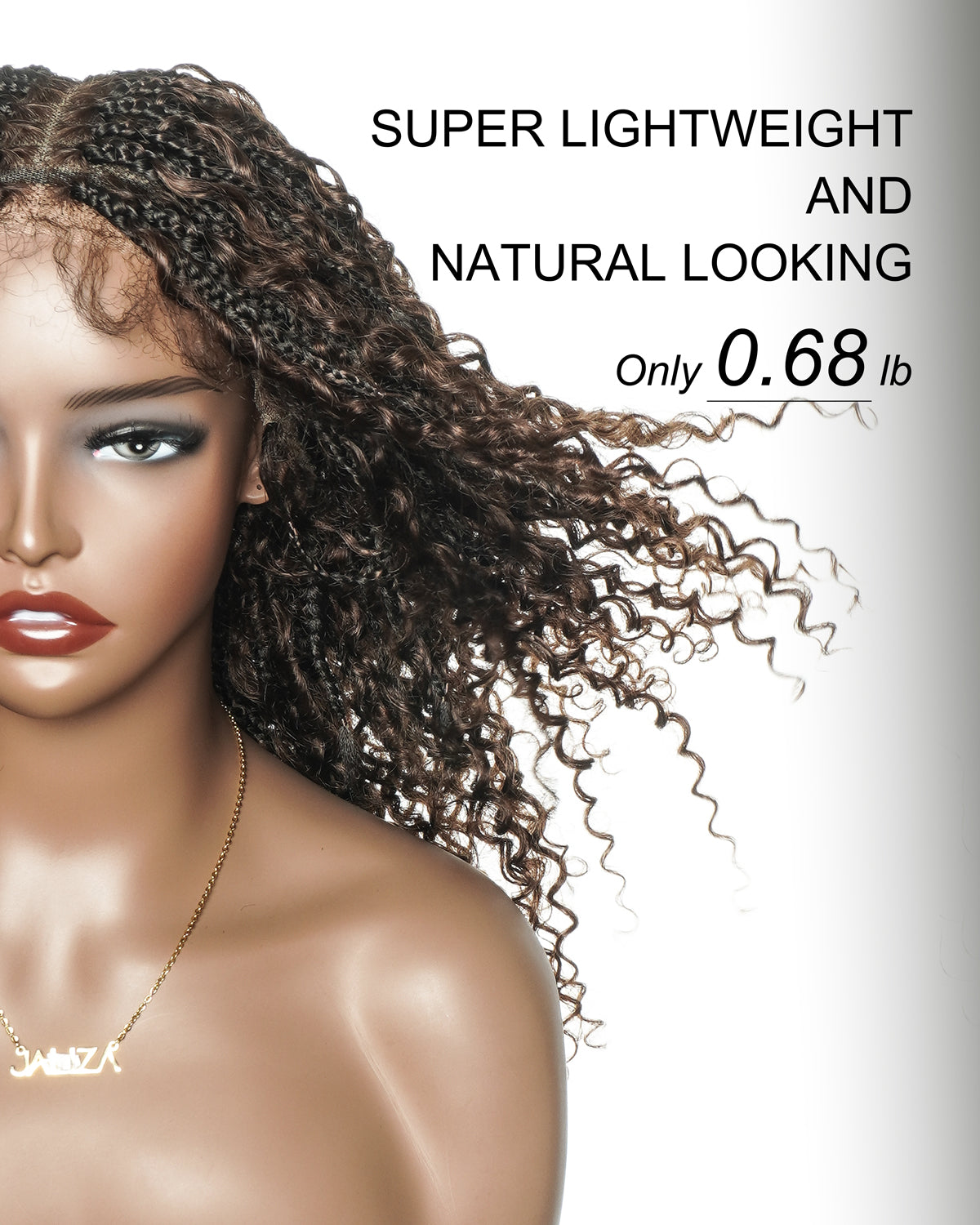 Lulu - Perruque bouclée tressée en dentelle intégrale suisse HD pré-décolorée en cheveux naturels, style bohème, Bora Bora