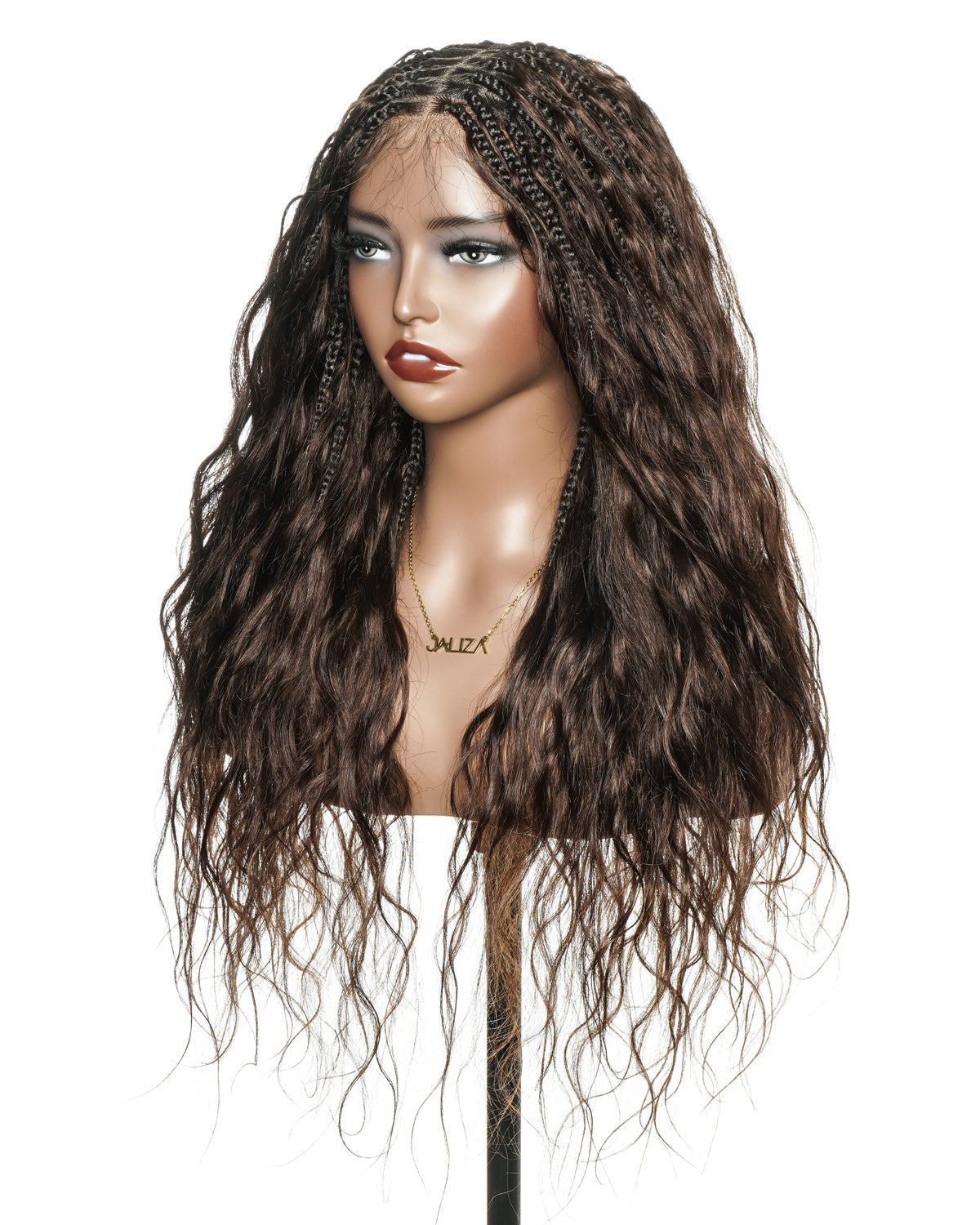 Perruque tressée bohème ondulée en cheveux humains, conception personnalisée - 121 mèches