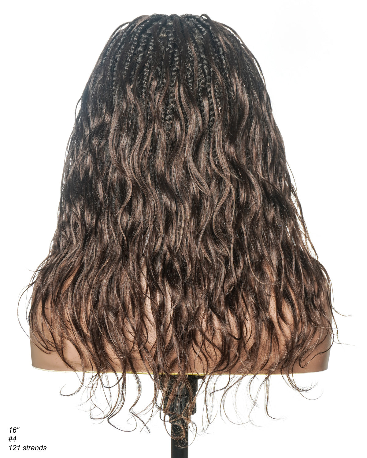 Perruque tressée bohème ondulée en cheveux humains, conception personnalisée - 121 mèches