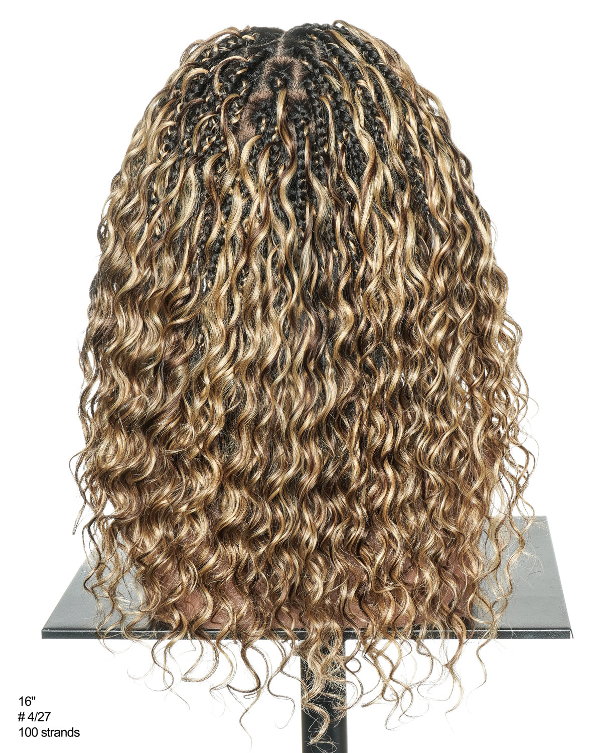 Kiki - Perruque sans colle en cheveux humains bouclés tressés Boho Full Lace Swiss HD de 18 pouces