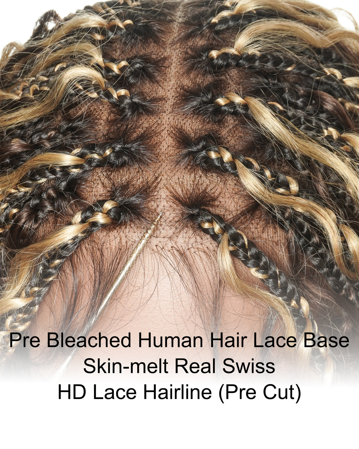 Tiana - Perruque Tressée en Cheveux Humains Pré-décolorés Bouclés Espagnols Miracle Braids Boho Swiss HD Full Lace