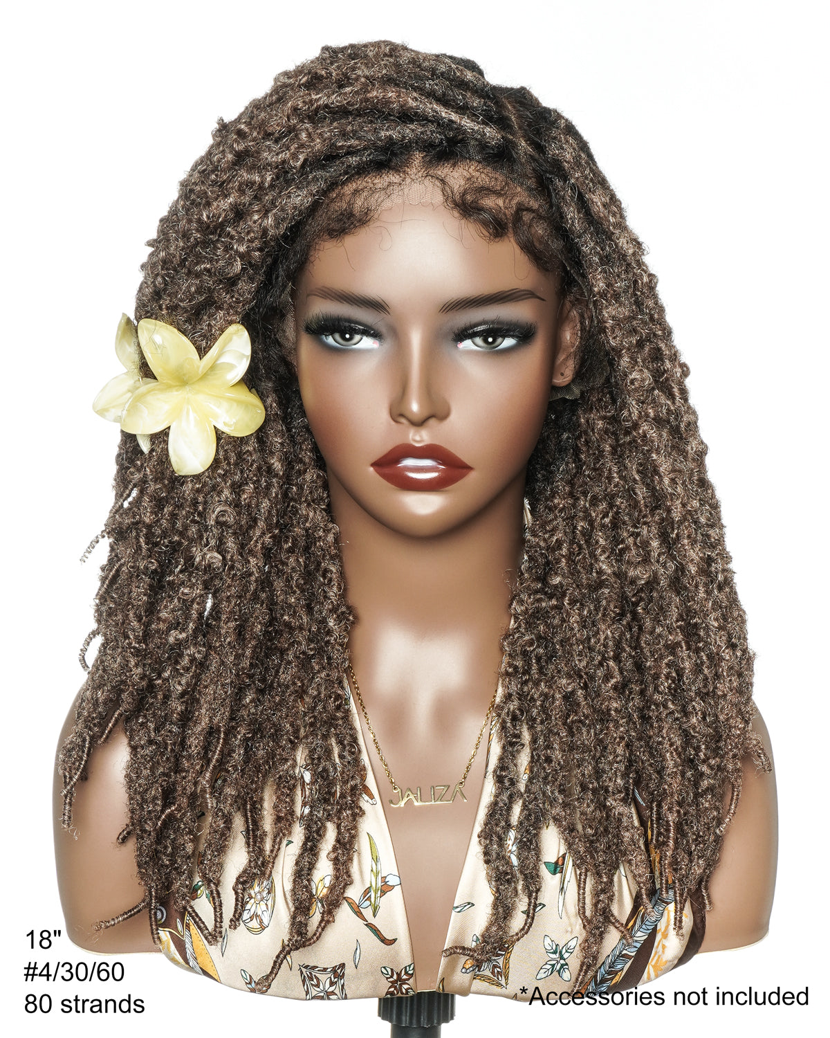 Perruque en dentelle complète suisse HD de 18 pouces avec fausses locks douces et vieillies pré-décolorées