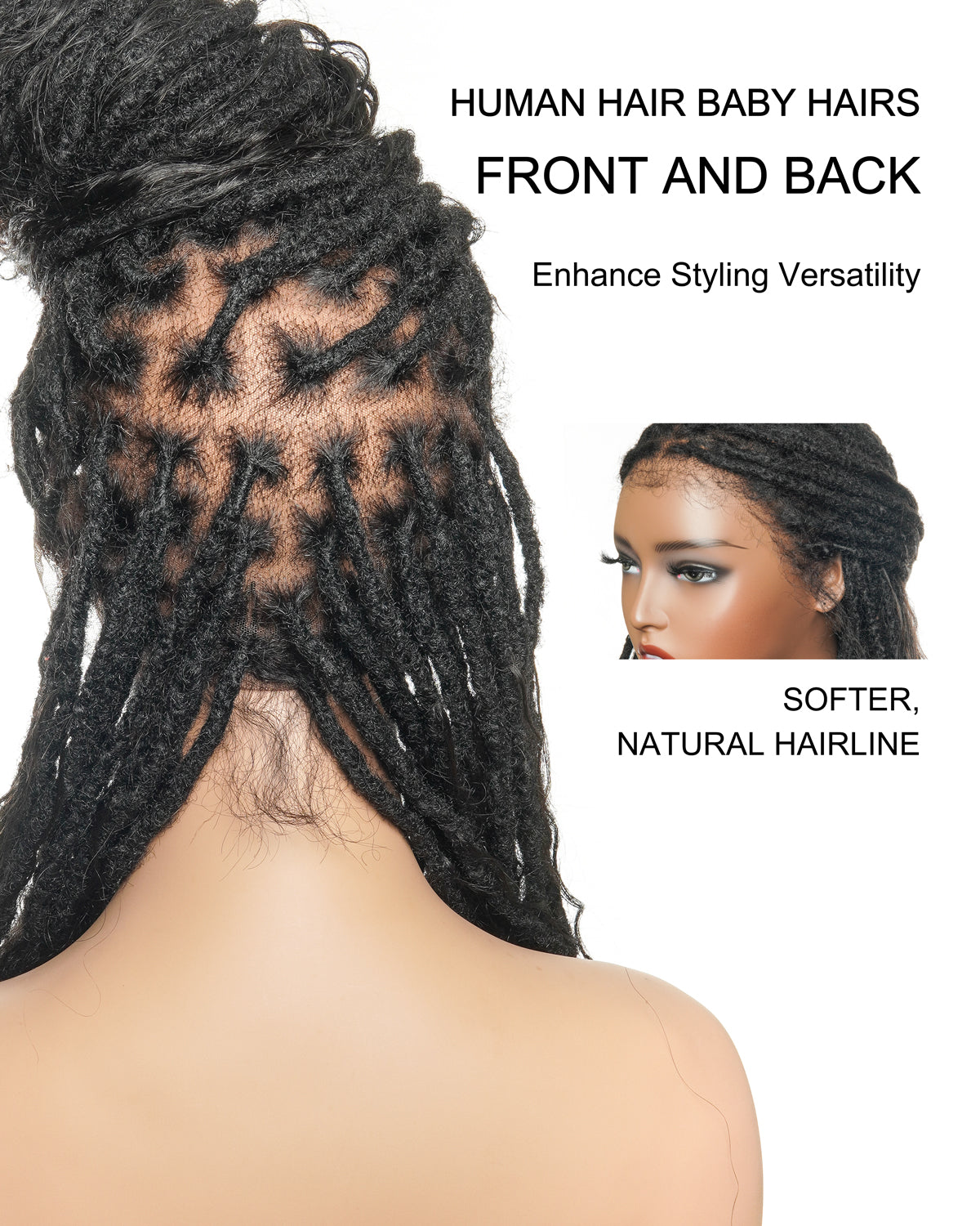 Perruque 100 % cheveux naturels, qualité salon, pré-décolorée, HD, entièrement en dentelle, Locs Boho sans nœuds, 100 mèches
