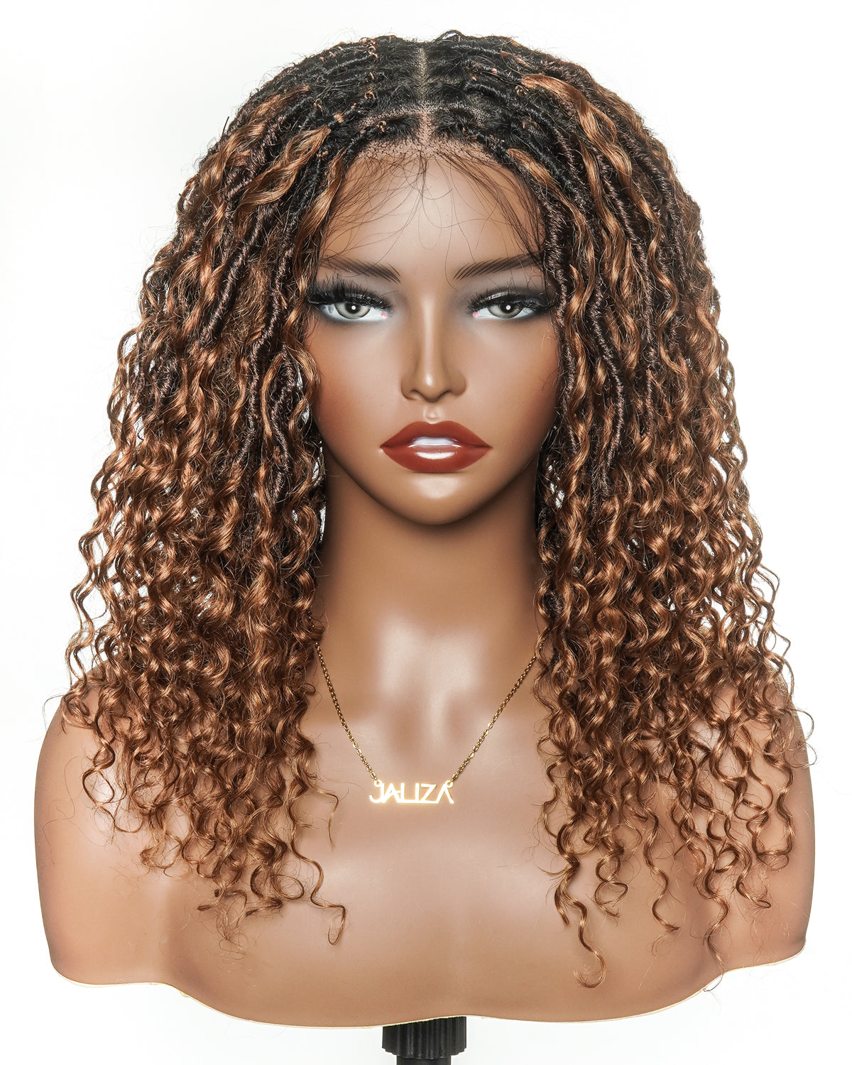 Lola - Perruque Boho Locs suisse HD pré-blanchie de 16 po avec boucles Boho en cheveux naturels