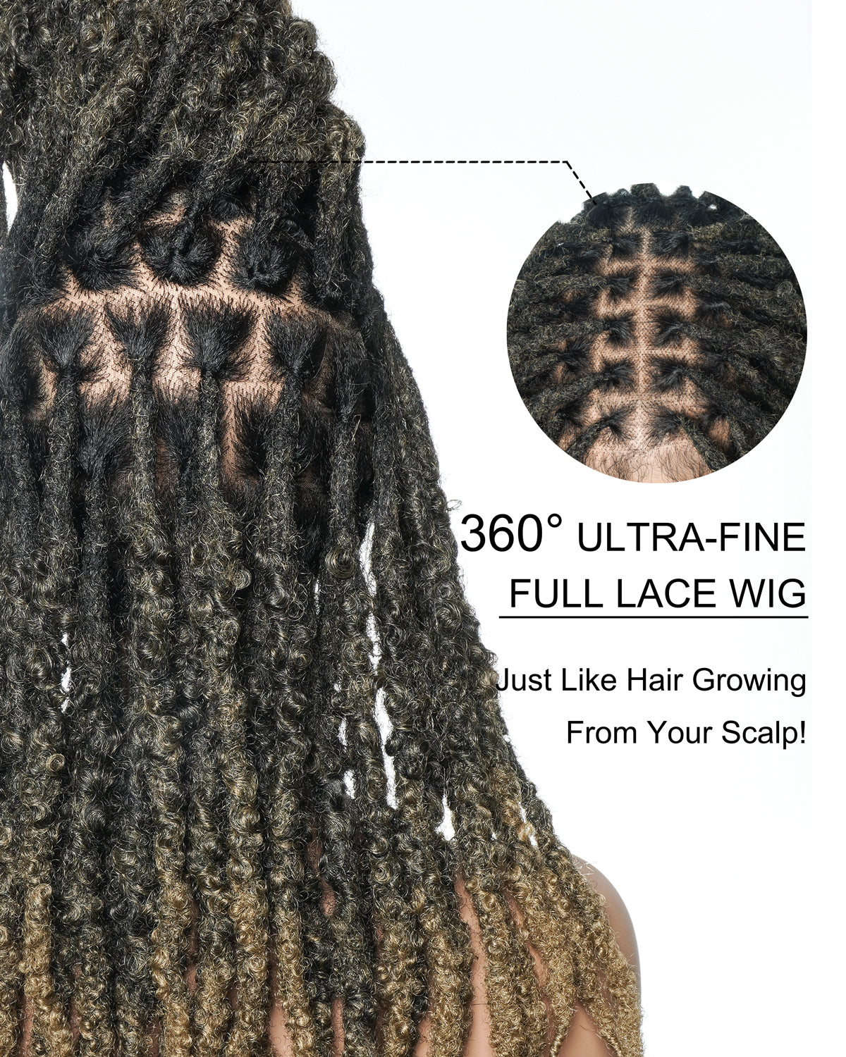 Perruque en dentelle complète suisse HD de 18 pouces avec fausses locks douces et vieillies pré-décolorées