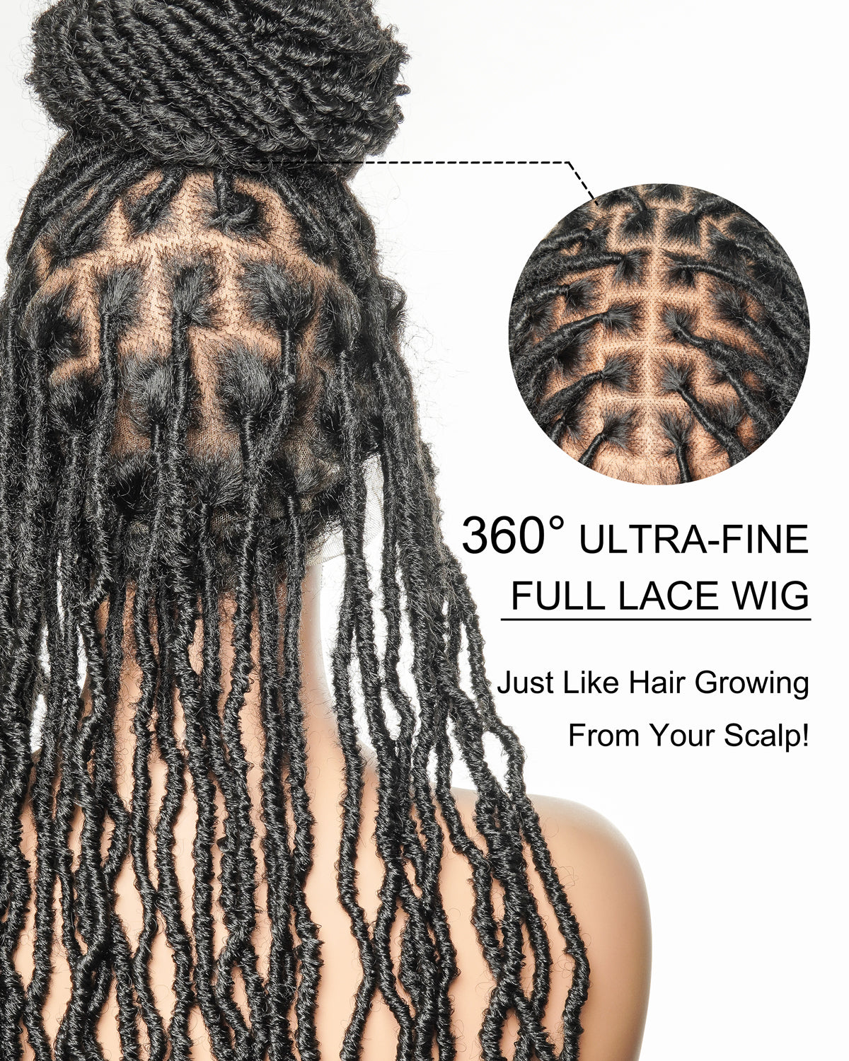 Perruque Lace HD Faux Locs 24" en Cheveux Humains Pré-décolorés, Niveau Salon, Full Lace, 80 Mèches