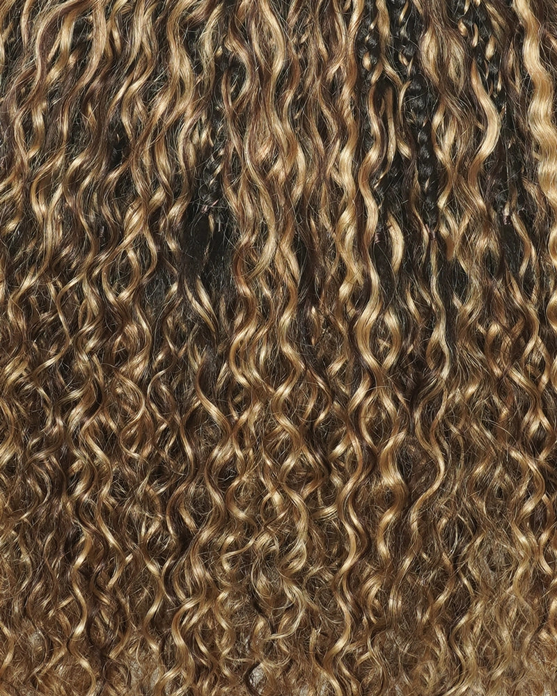 18" Ghost Loop™ Crochet Boho Braids With Water Wave Human Hair Curls