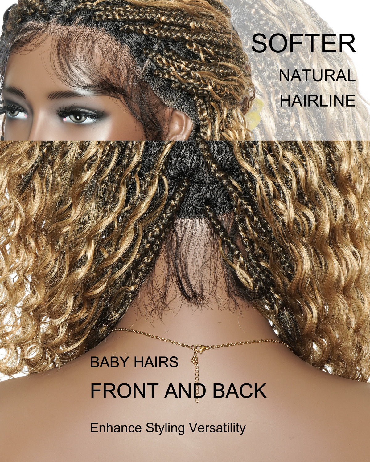 Coco - Perruque tressée en cheveux humains sans colle, pré-coupée HD, dentelle élastique complète, raie libre, prête à l'emploi (dentelle non nouée à la main)