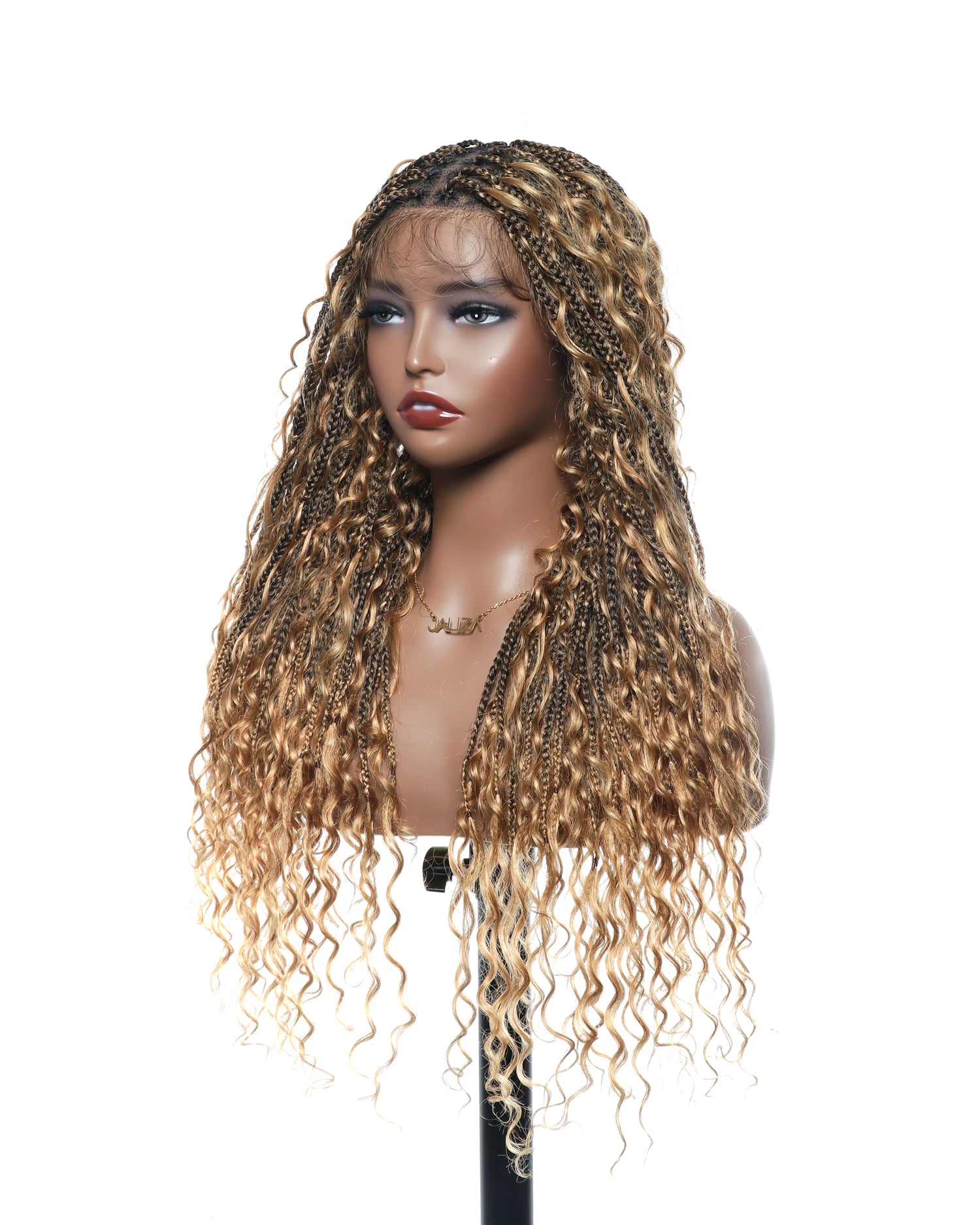 Coco - Perruque tressée en cheveux humains sans colle, pré-coupée HD, dentelle élastique complète, raie libre, prête à l'emploi (dentelle non nouée à la main)