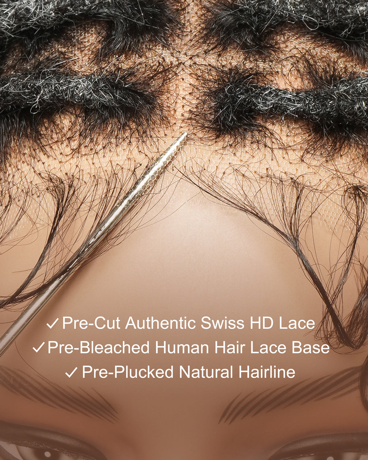 Perruque en dentelle complète Swiss HD pré-blanchie, 100 % cheveux naturels, dreadlocks de 12" qualité salon (une seule tresse mesure 6.5"-8.2")