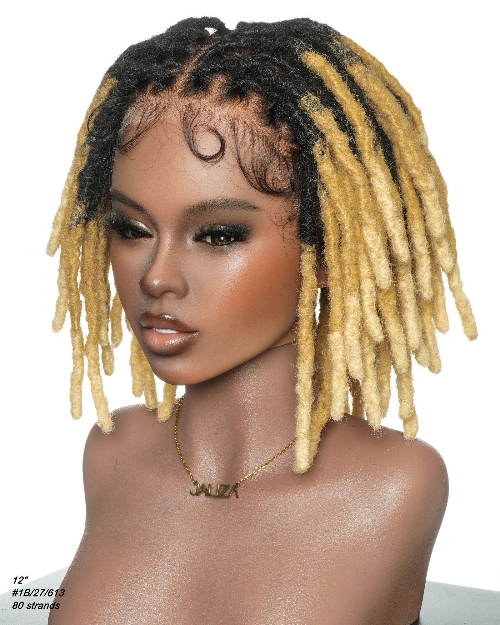 Perruque en dentelle complète Swiss HD pré-blanchie, 100 % cheveux naturels, dreadlocks de 12" qualité salon (une seule tresse mesure 6.5"-8.2")