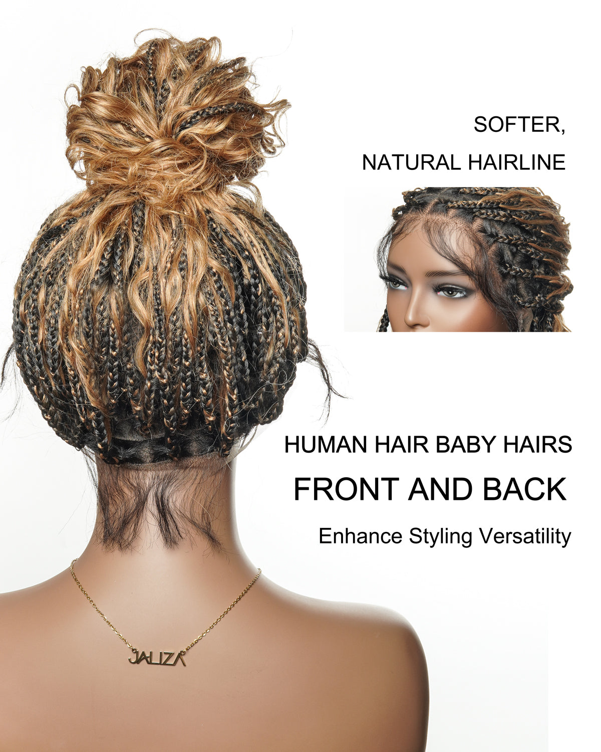 Lumina - 18" Piano Color Swiss HD Full Lace Human Hair Boho Braided Wig